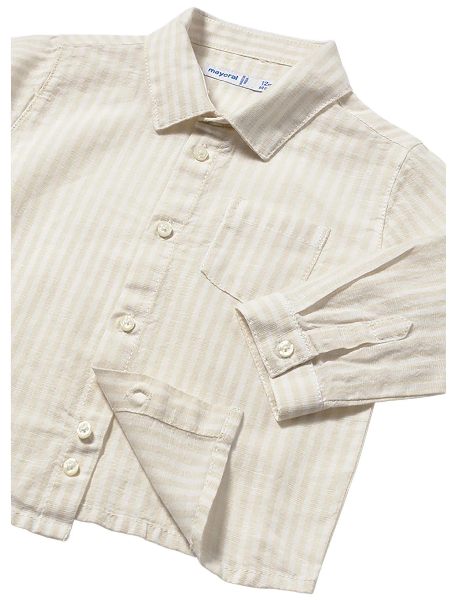 Camicia Mayoral Bambino a righe in lino beige multi - Image 3