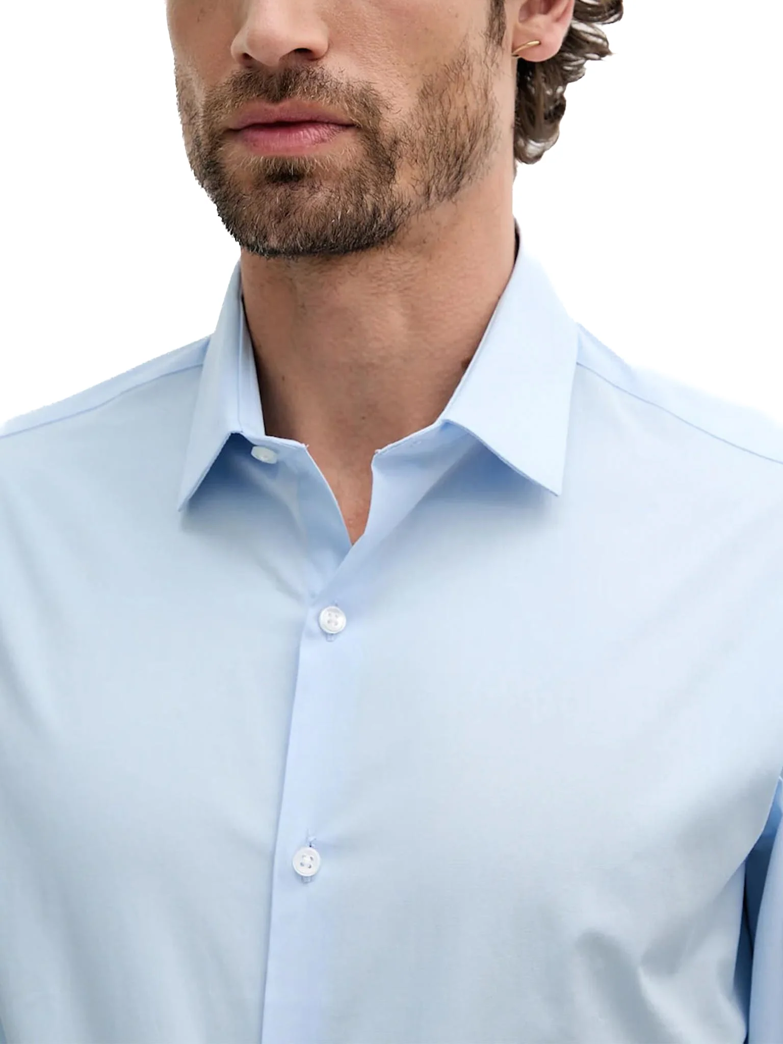Camicia slim calvin klein in cotone stretch celeste - Image 3