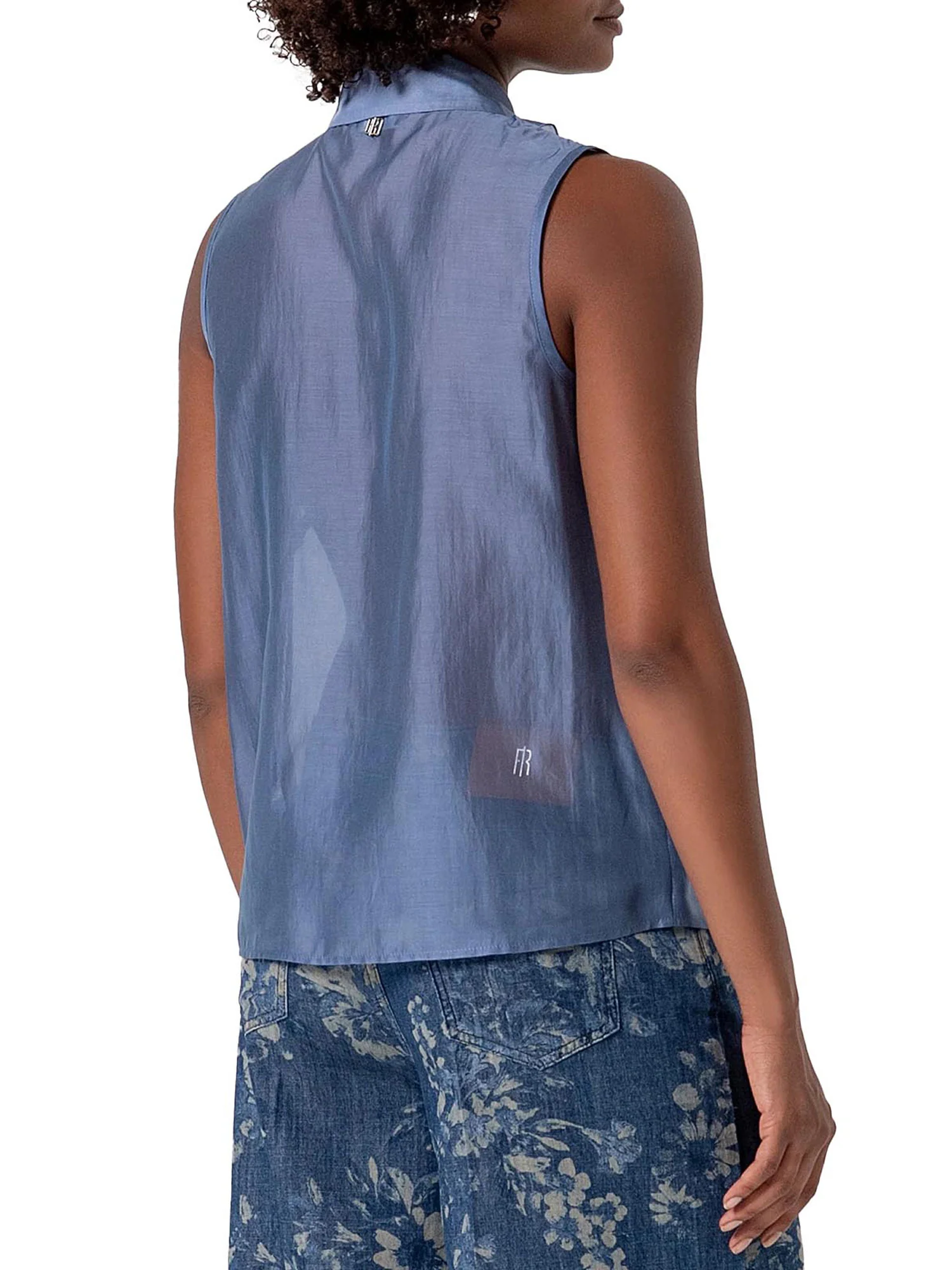 Camicia Fracomina Donna smanicata celeste - Image 2