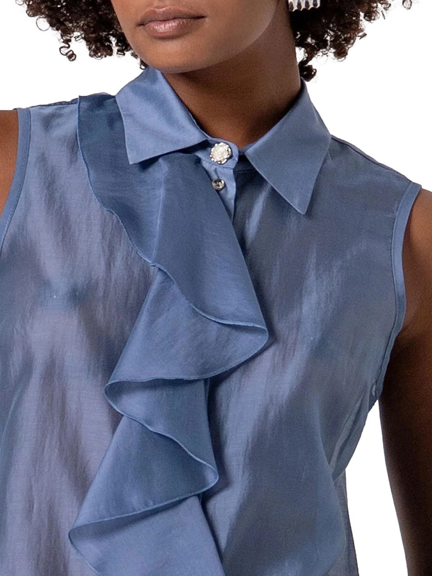 Camicia Fracomina Donna smanicata celeste - Image 3