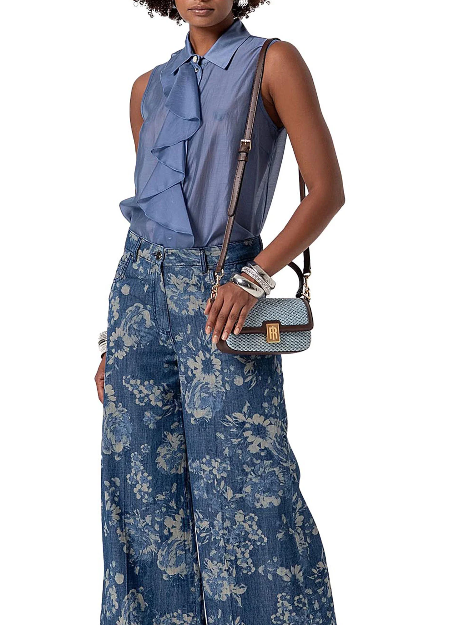 Camicia Fracomina Donna smanicata celeste - Image 4