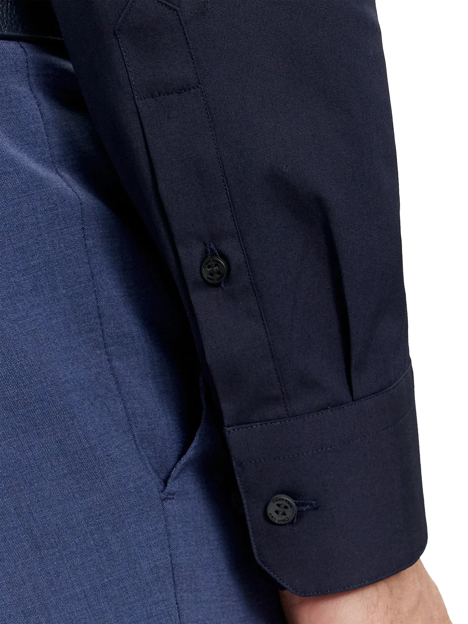 Camicia slim fit in popeline elasticizzato blu - Image 4