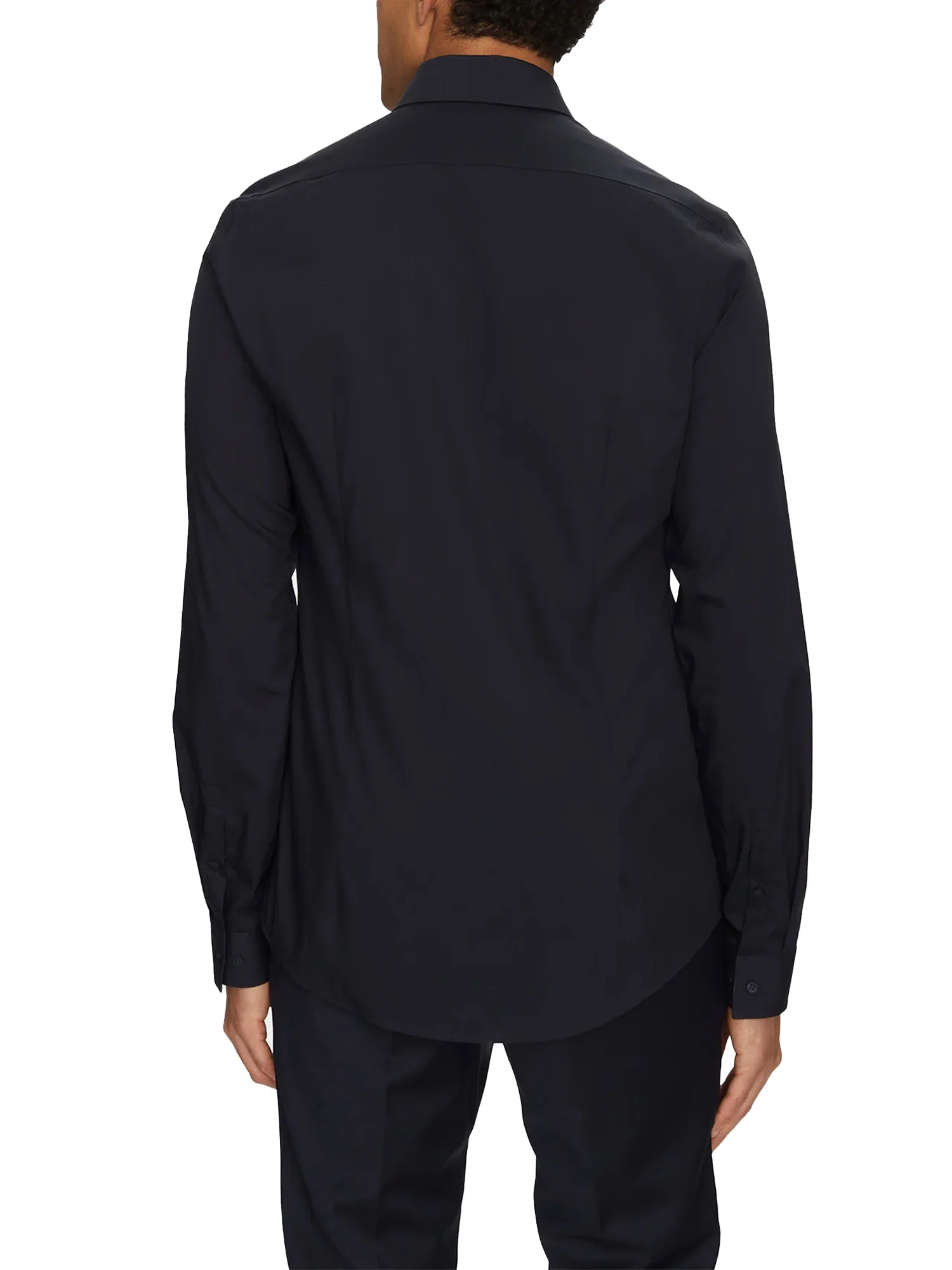 Camicia slim fit in solid lyocell blu - Image 2