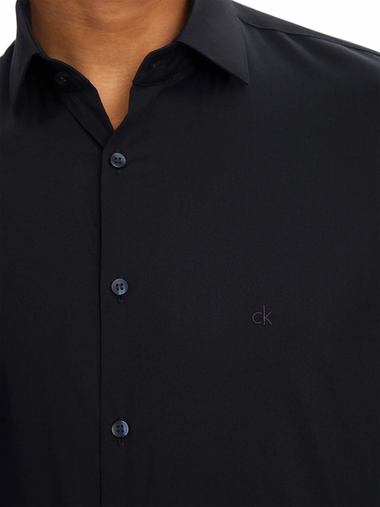 Camicia slim fit in solid lyocell blu - Image 4