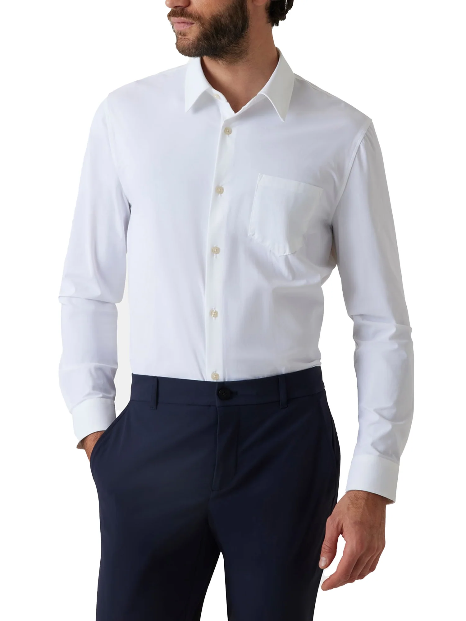 Camicia Sunset tech con tasca sul petto bianco