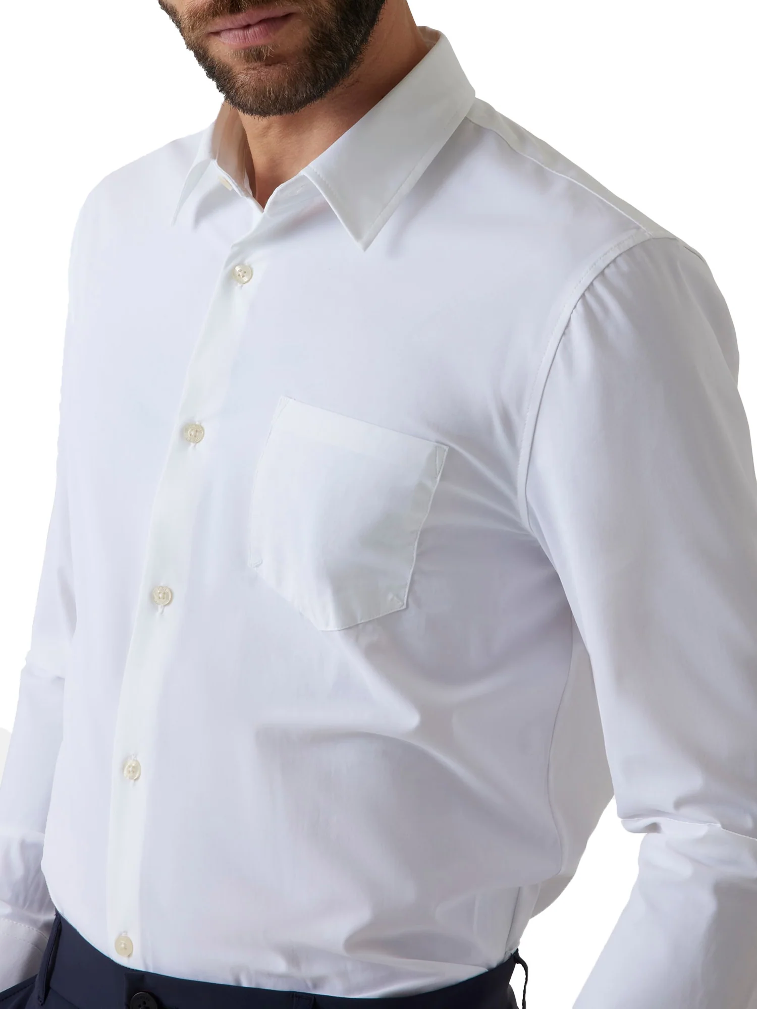 Camicia Sunset tech con tasca sul petto bianco - Image 3