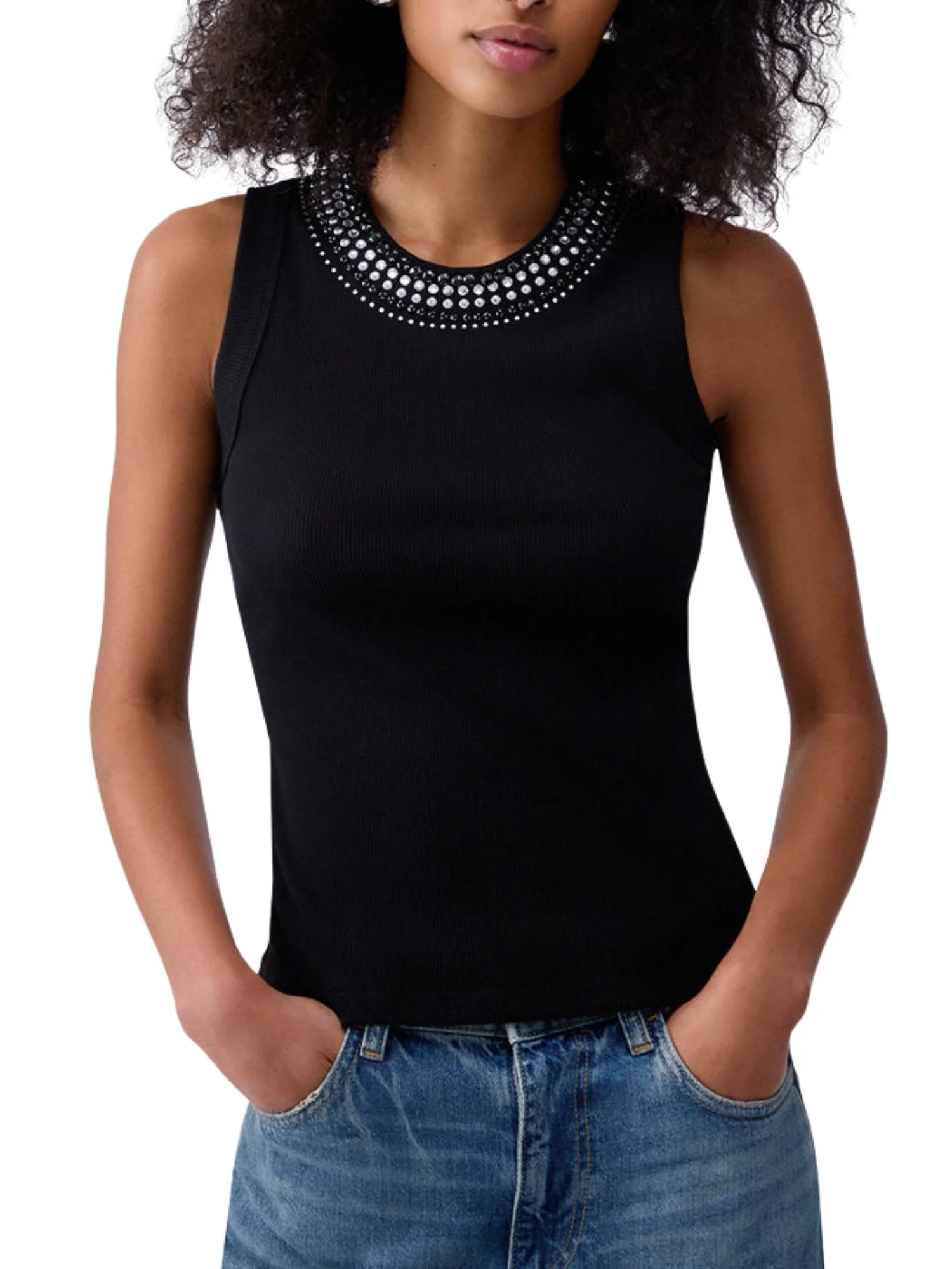 Canotta Liu Jo donna modello Hotfixed Collar nero