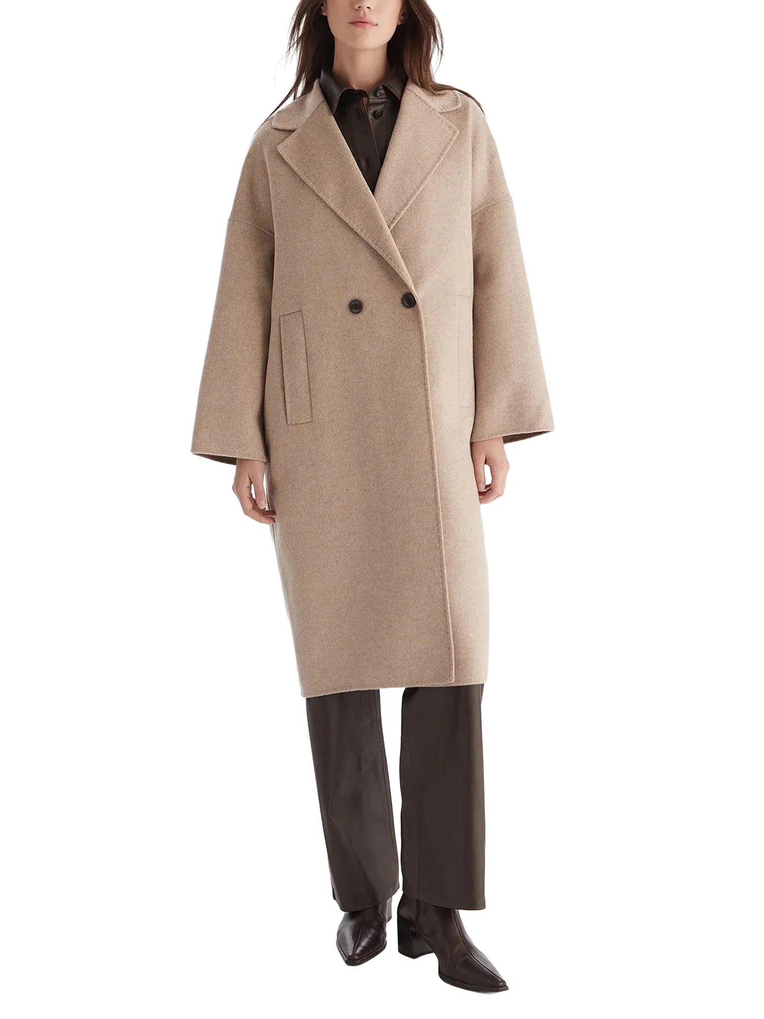 Cappotto doppiopetto over Vicolo donna in lana tortora