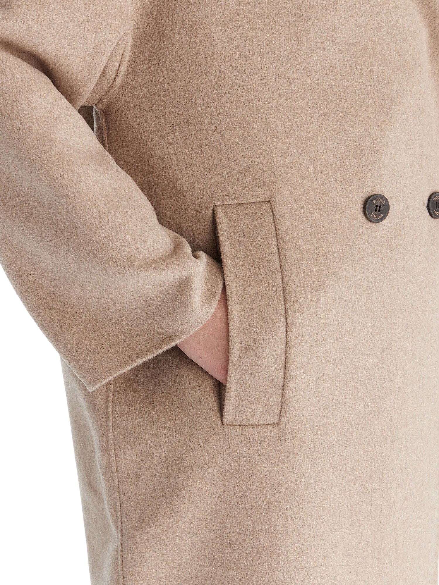 Cappotto doppiopetto over Vicolo donna in lana tortora - Image 5