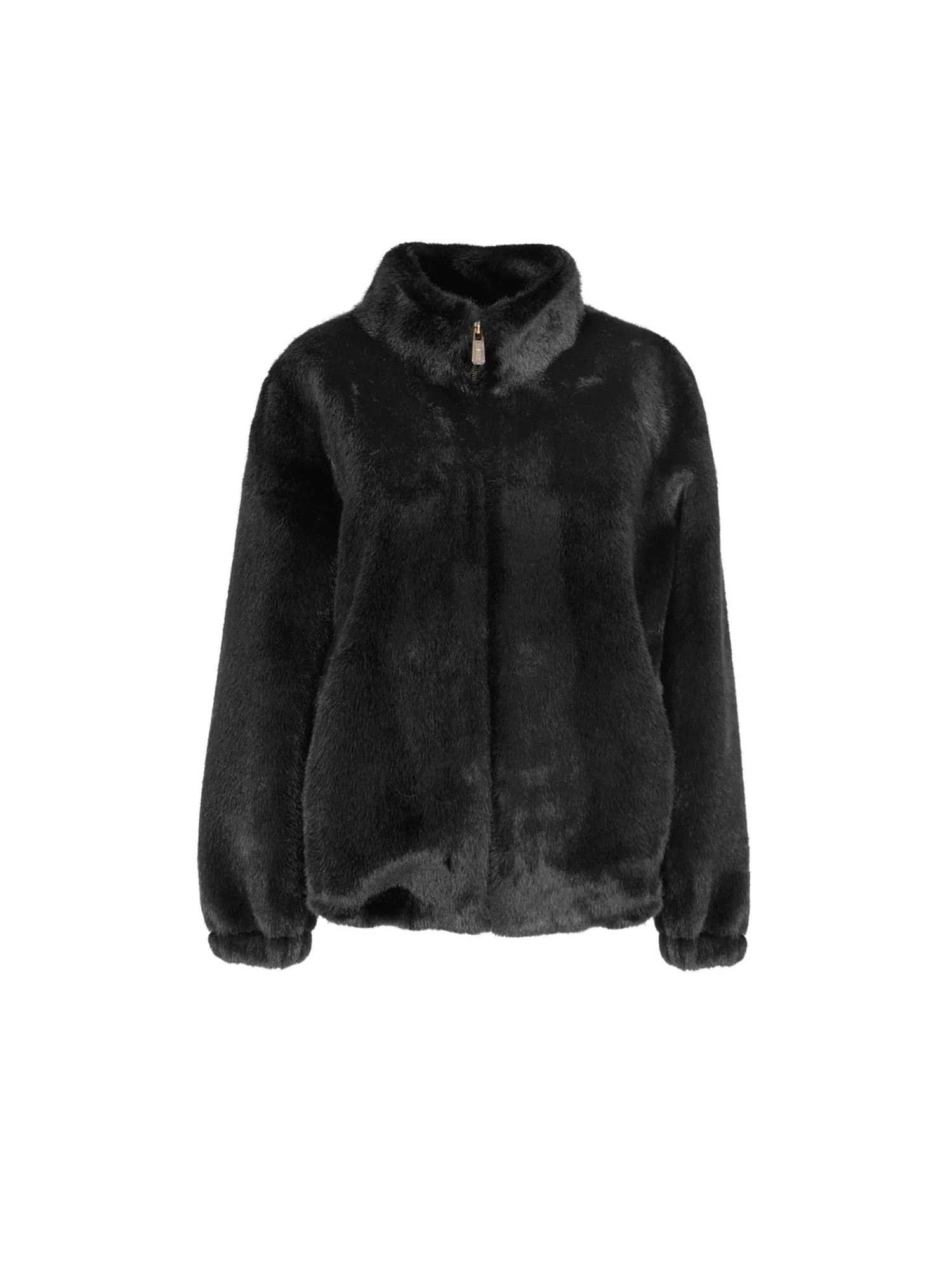Ecopelliccia corta Yes Zee donna con zip nero - Image 3