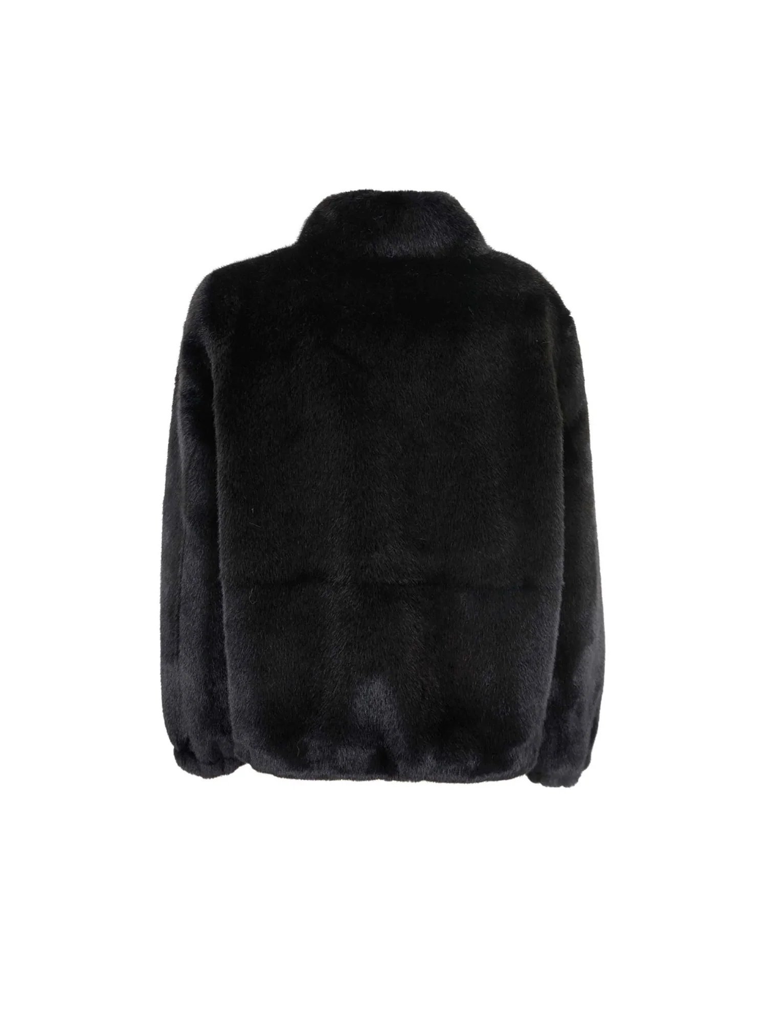 Ecopelliccia corta Yes Zee donna con zip nero - Image 4