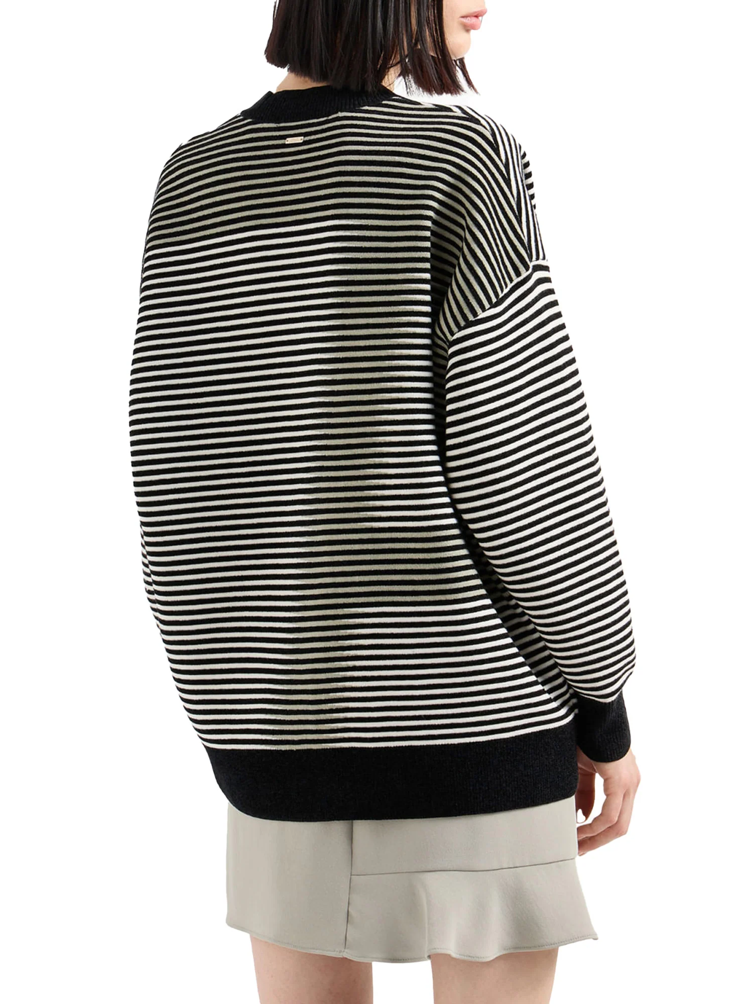 Cardigan a righe con bottoni nero/bianco - Image 2