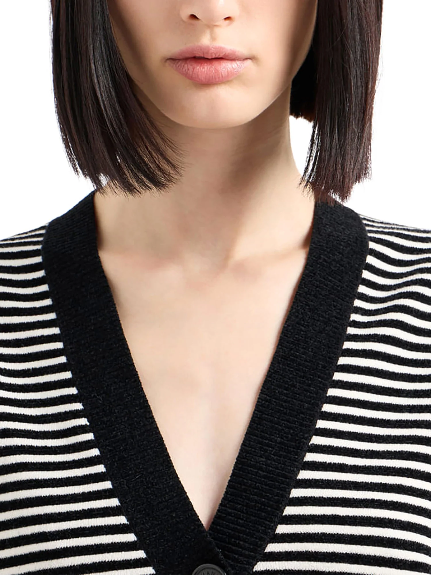 Cardigan a righe con bottoni nero/bianco - Image 4