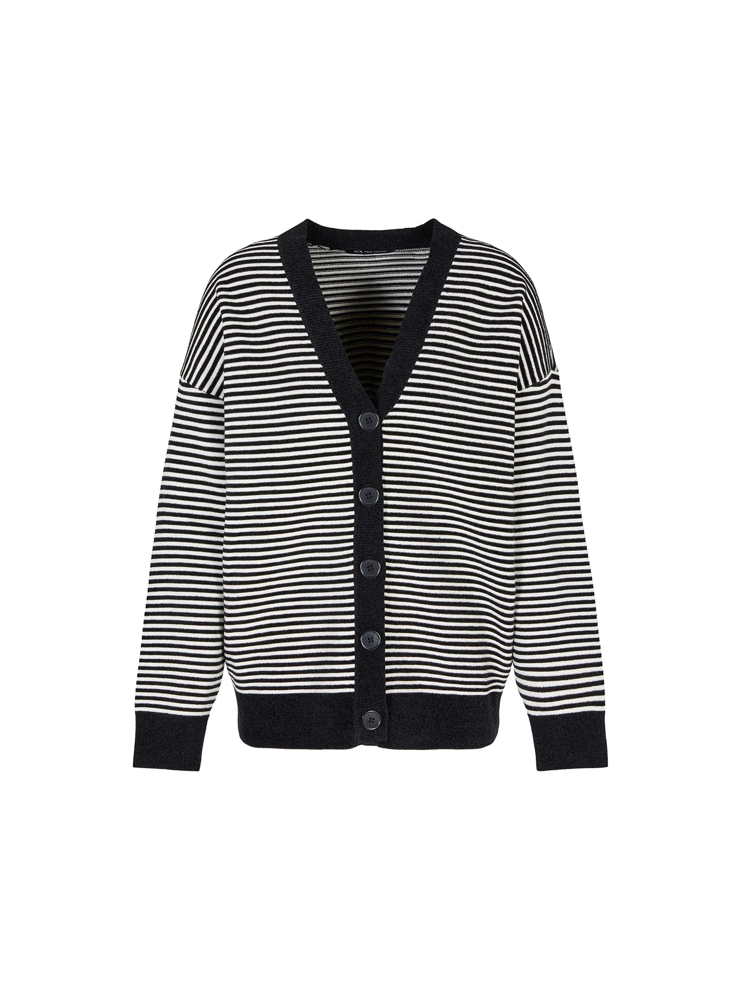 Cardigan a righe con bottoni nero/bianco - Image 5