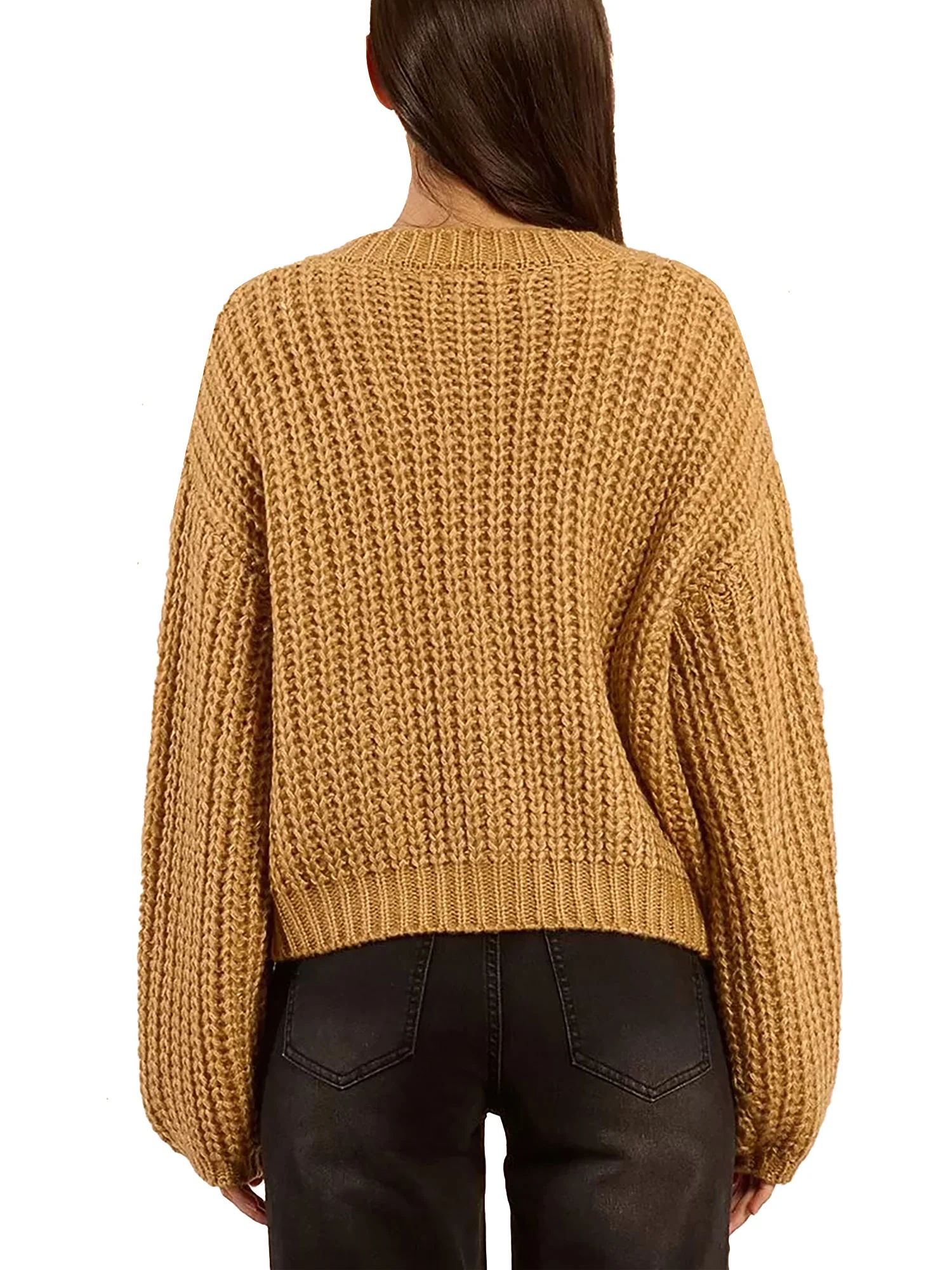 Cardigan Molly Bracken donna con tasche e bottoni lavorato beige/oro - Image 2