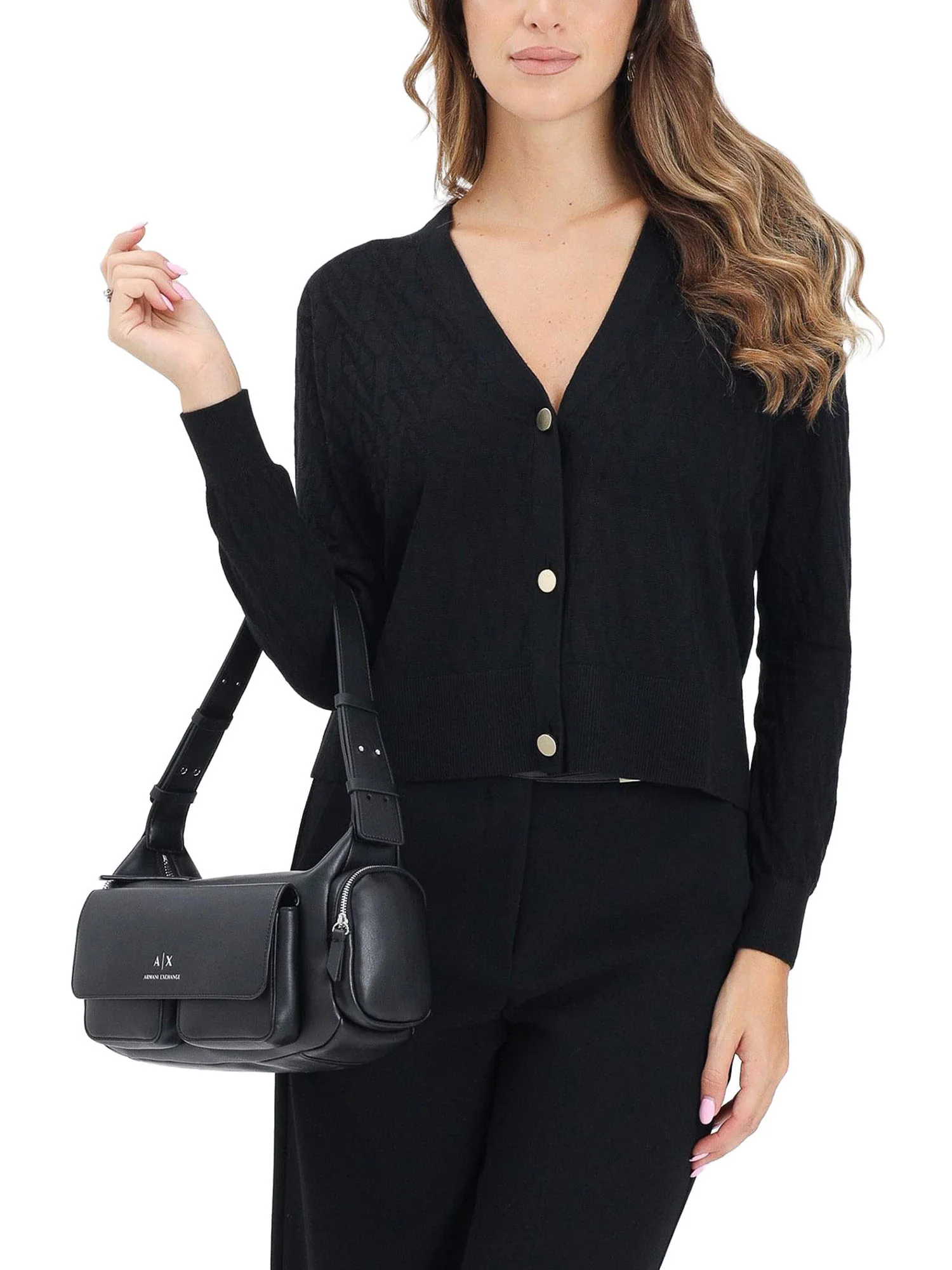 Cardigan Armani Exchange donna Bt. Allover nero