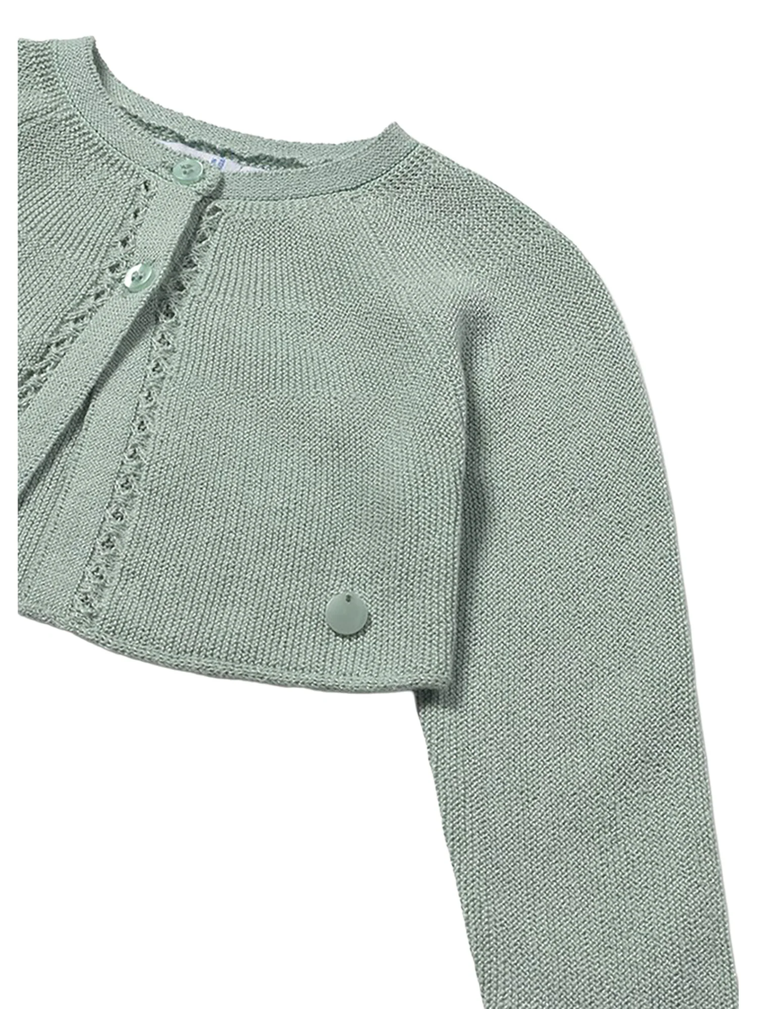 Cardigan Mayoral Bambina con bottoni basic tricot verde acqua - Image 3