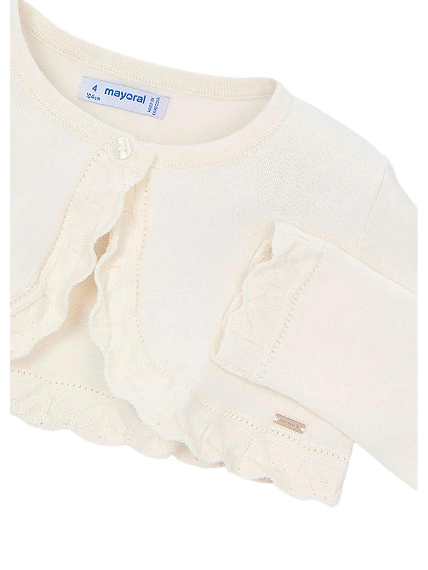 Cardigan Mayoral Bambina con bottoni bolero tricot ecrù - Image 3