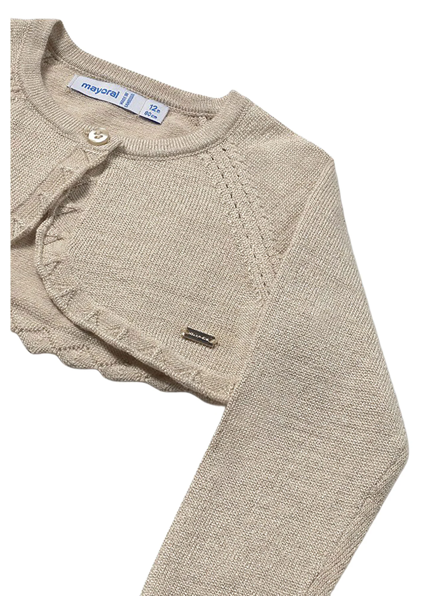 Cardigan Mayoral Bambina con bottoni bolero tricot nocciola - Image 3