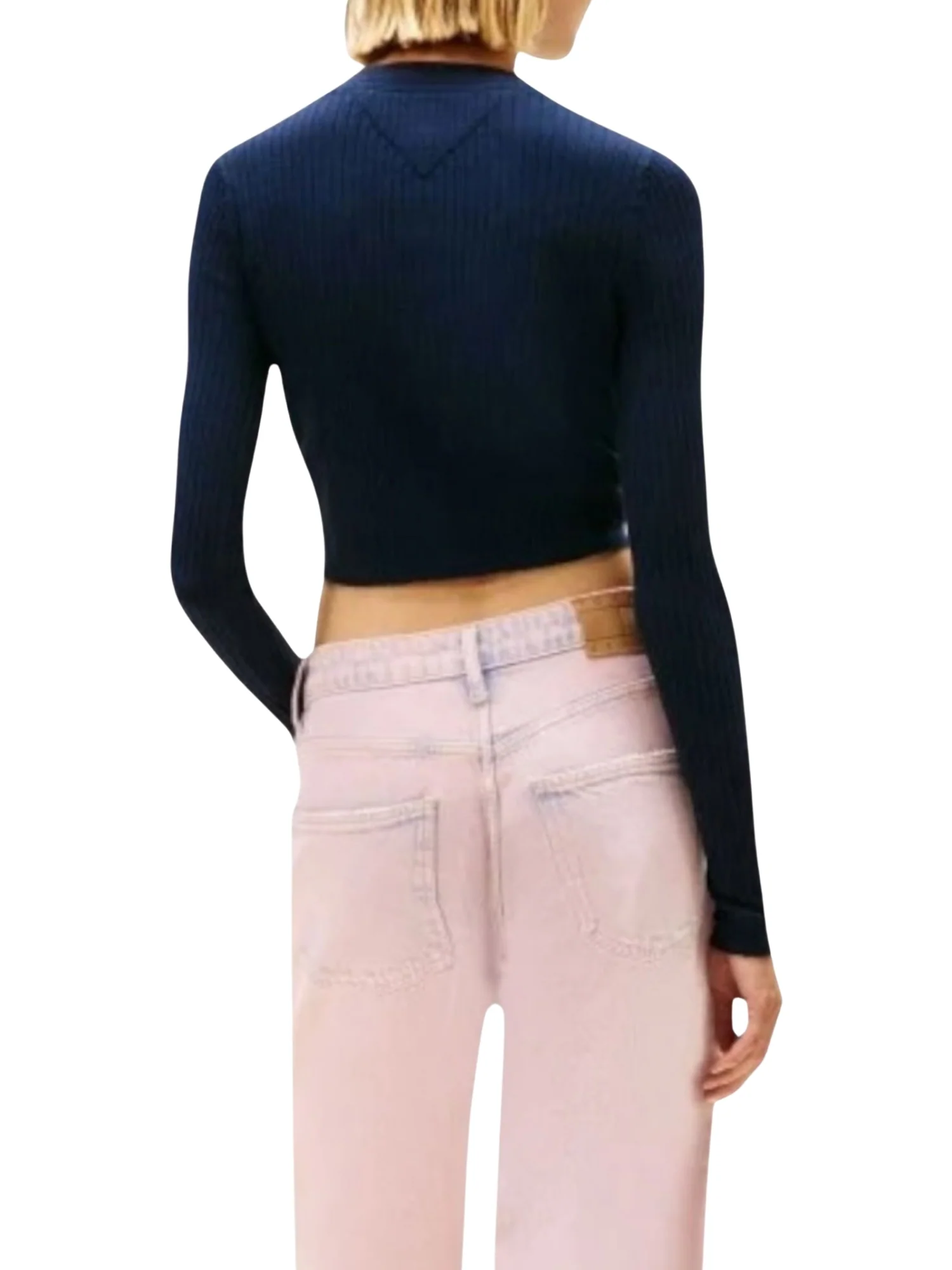 Cardigan modello bt. cropped rib blu - Image 2