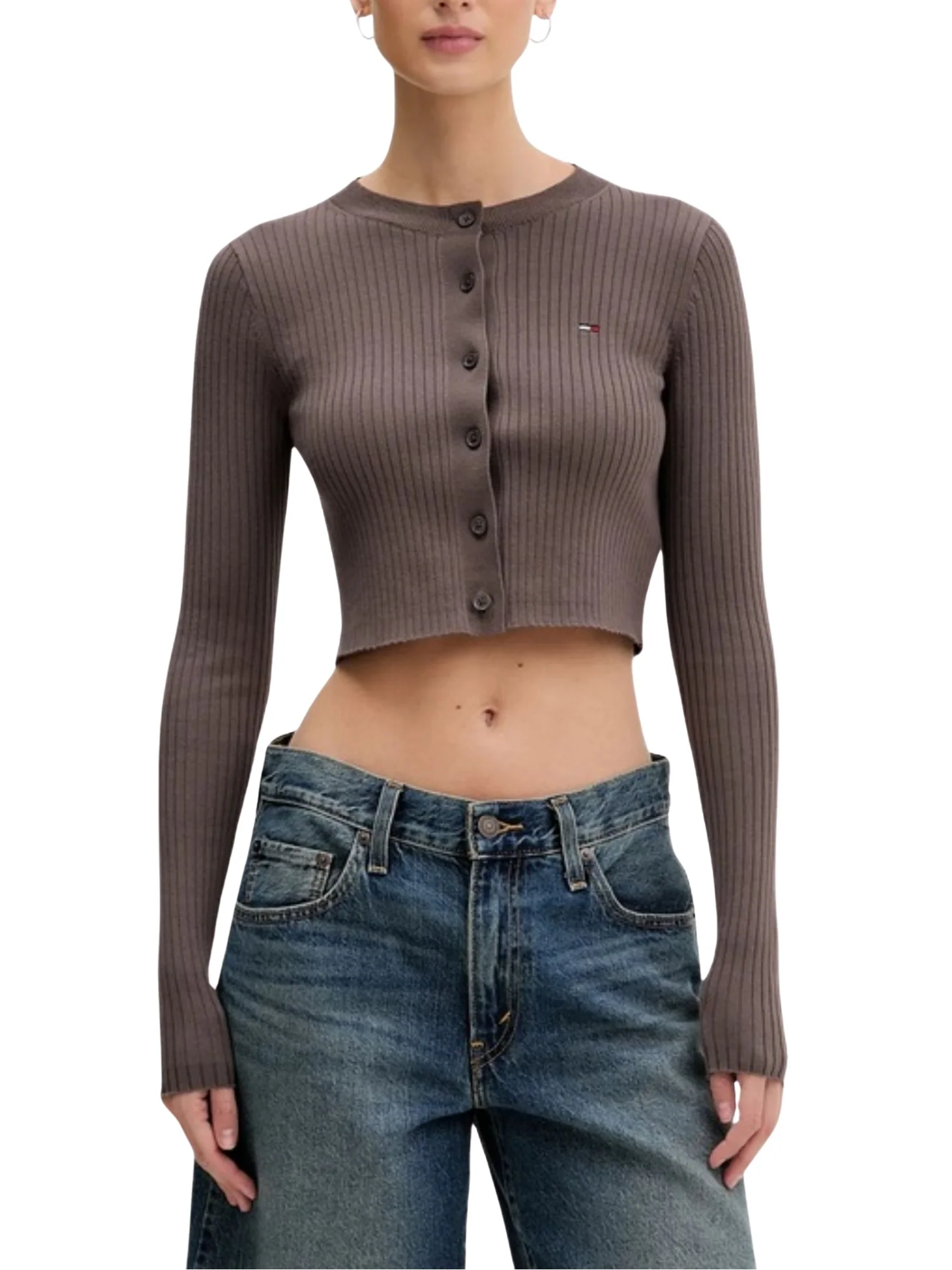 Cardigan modello bt. cropped rib moro