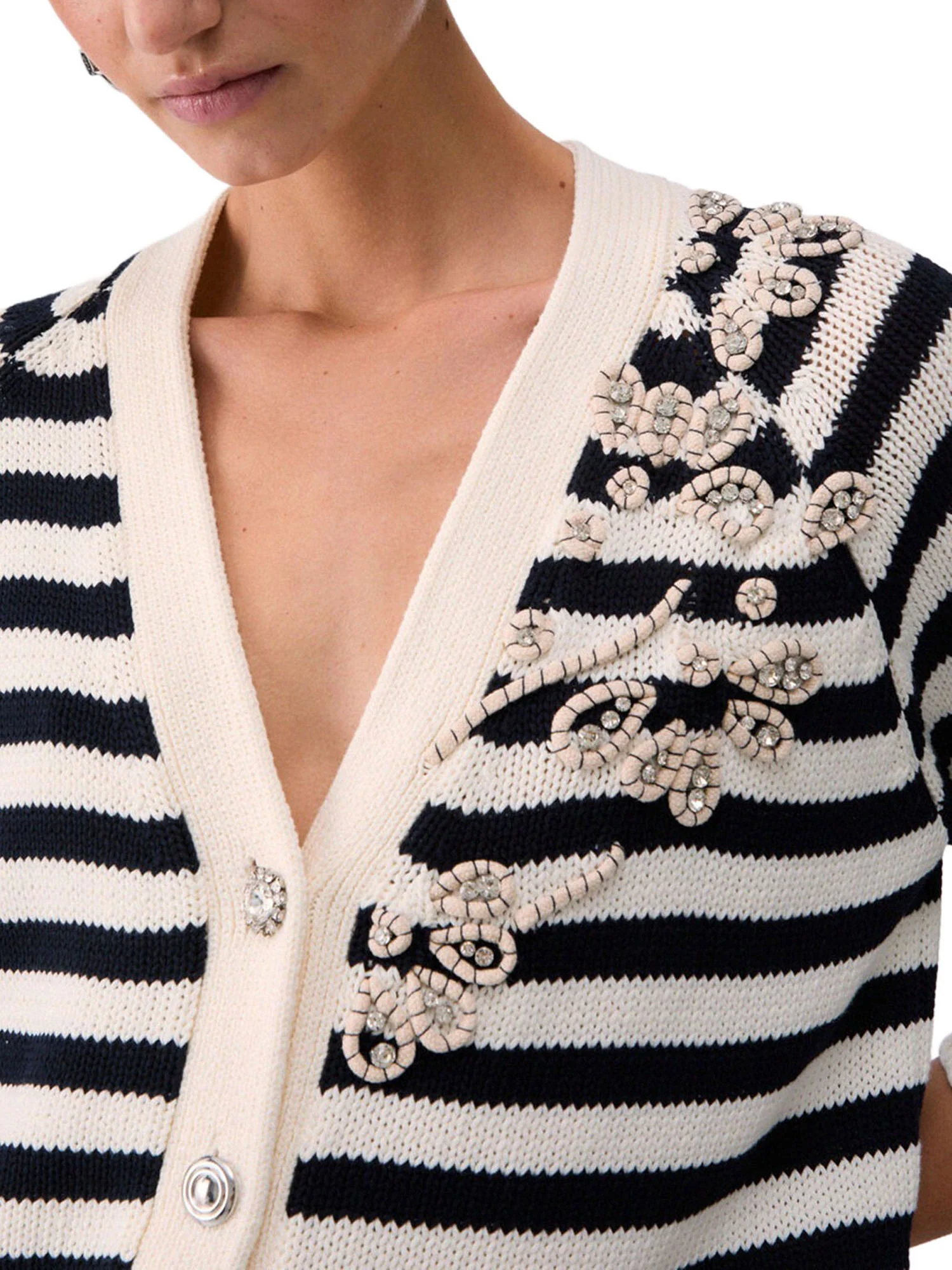 Cardigan Liu Jo Donna bt. embroidery  bianco\blu - Image 3