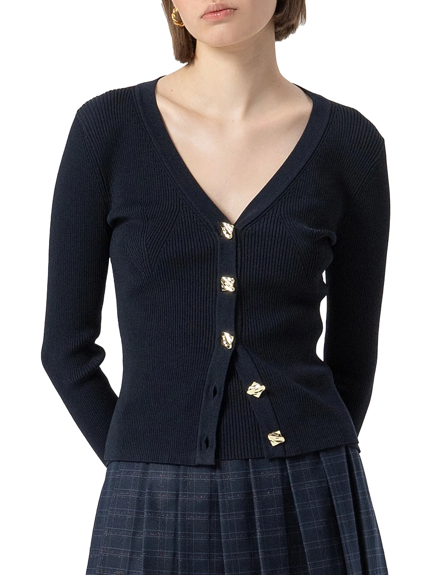 Cardigan Fracomina donna un bottoni knitted blu