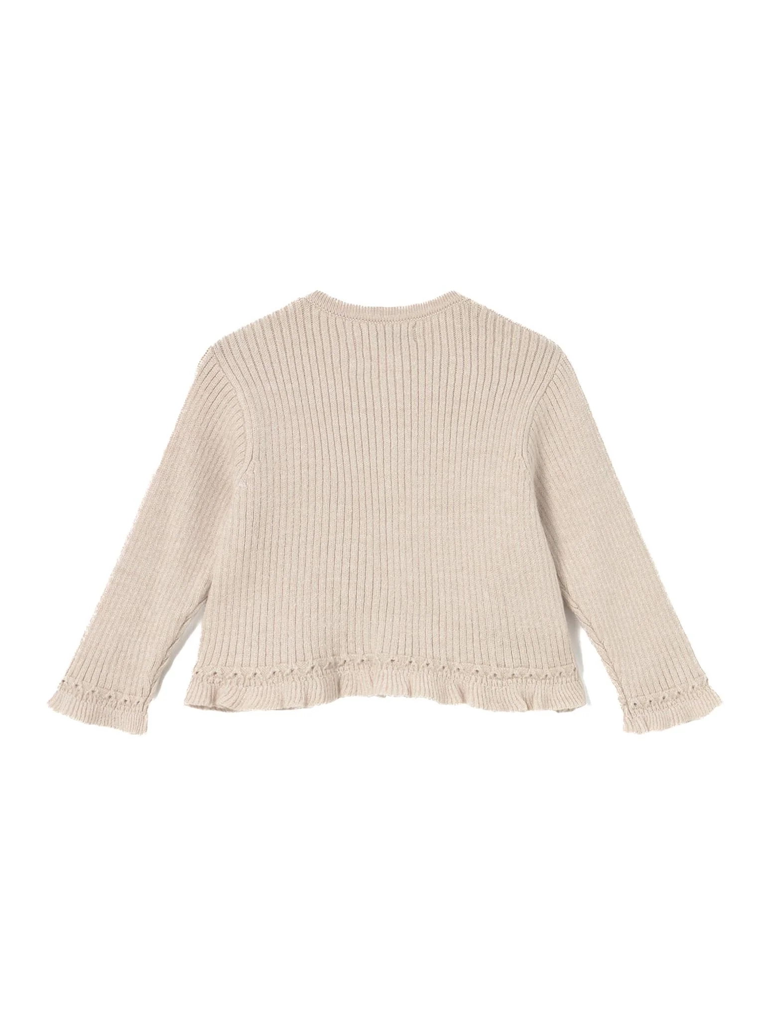 Cardigan con bottoni lungo tricot beige - Image 2