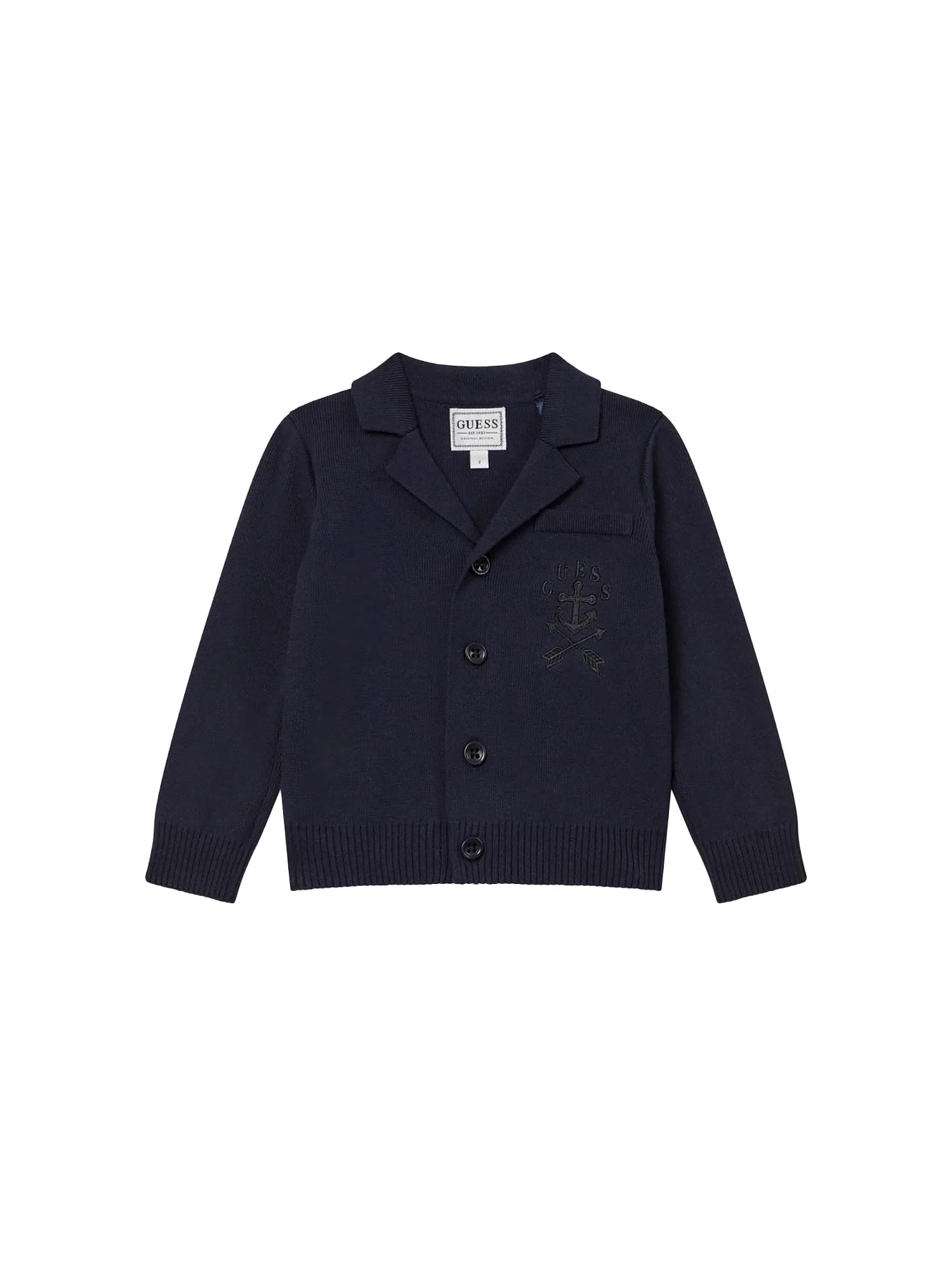 Cardigan Guess Neonato con bottoni e ricamo logo blu