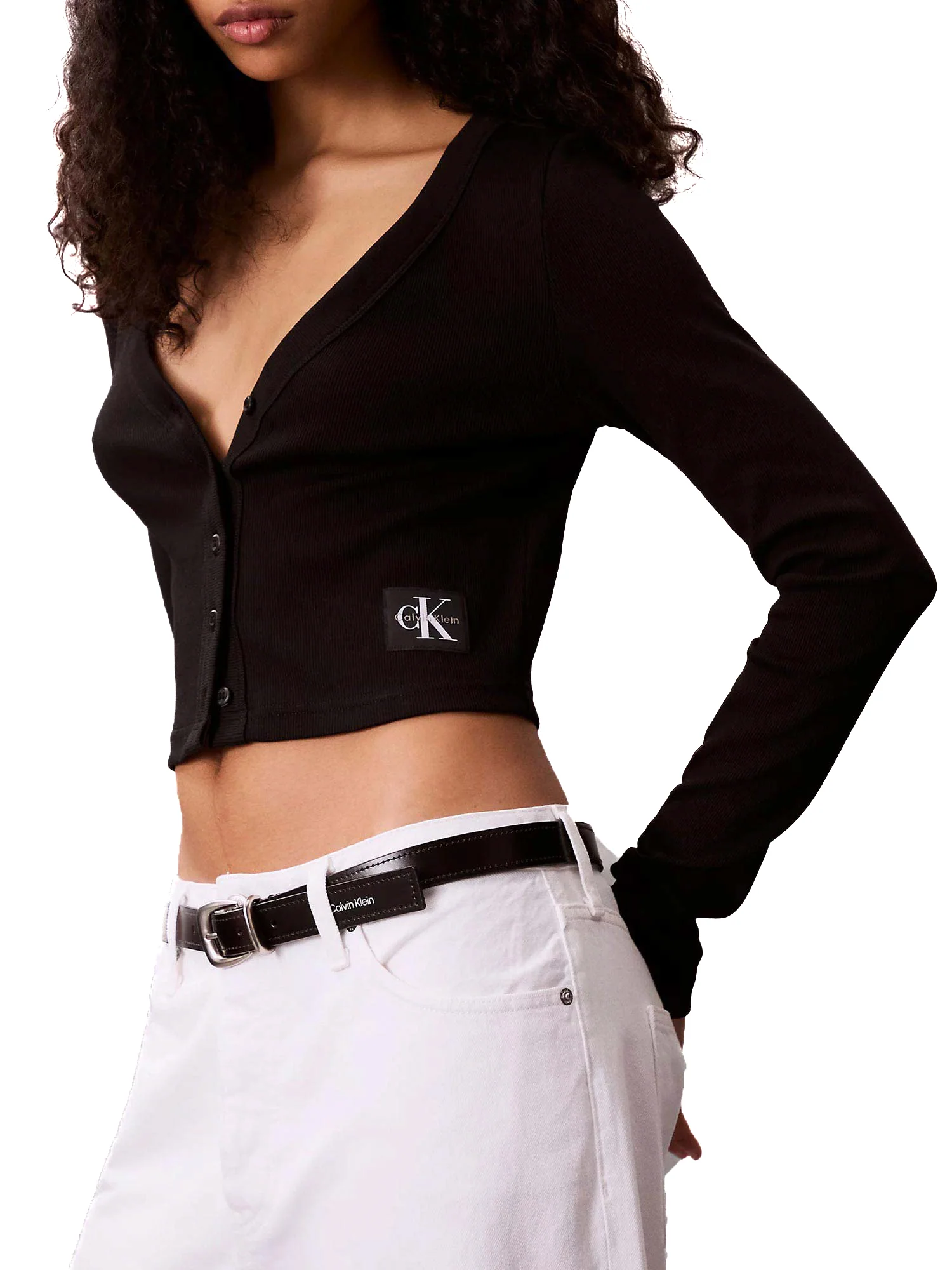 Cardigan Calvin Klein con bottoni e logo label nero - Image 3