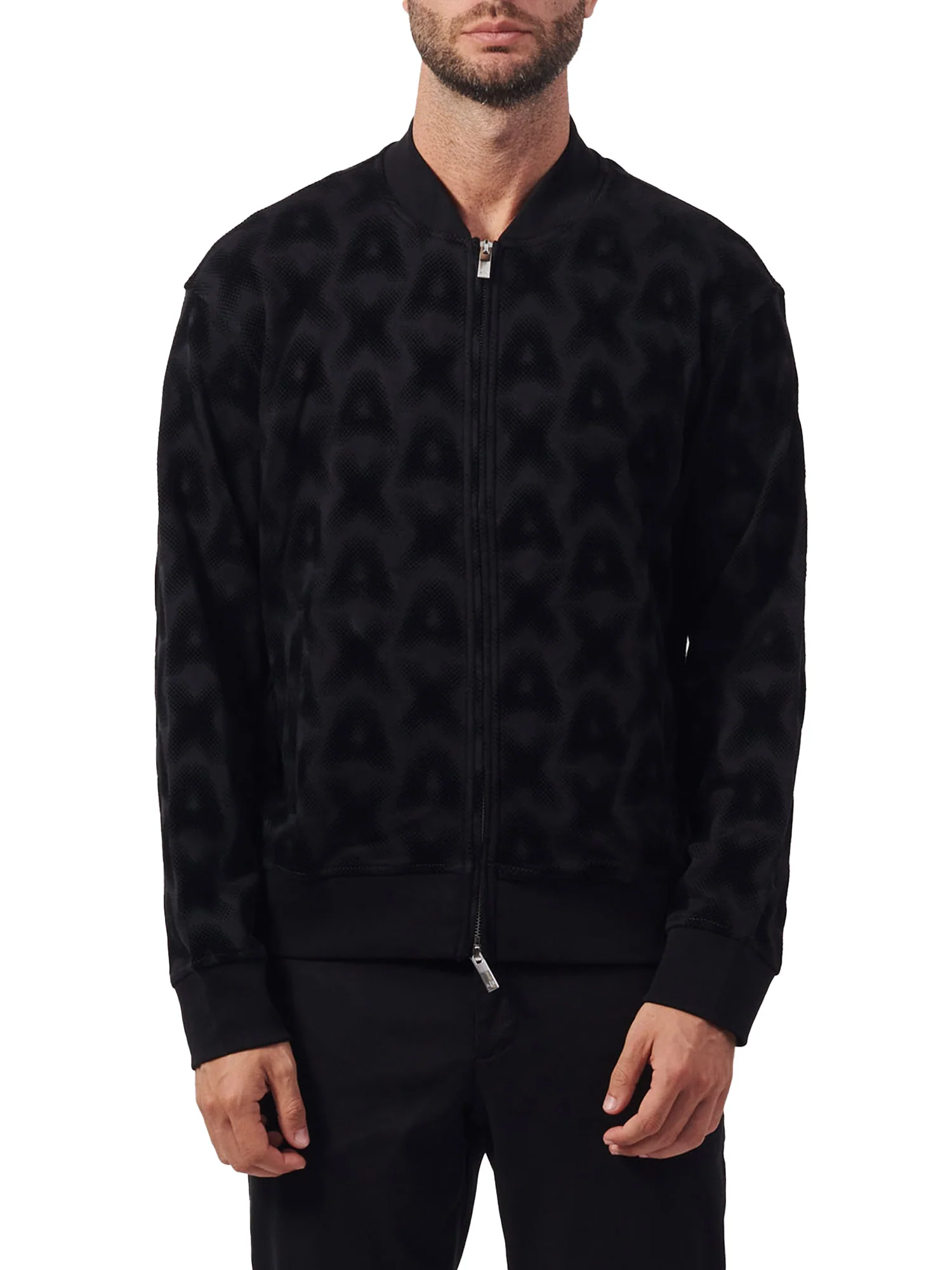 Cardigan con zip lavorato nero