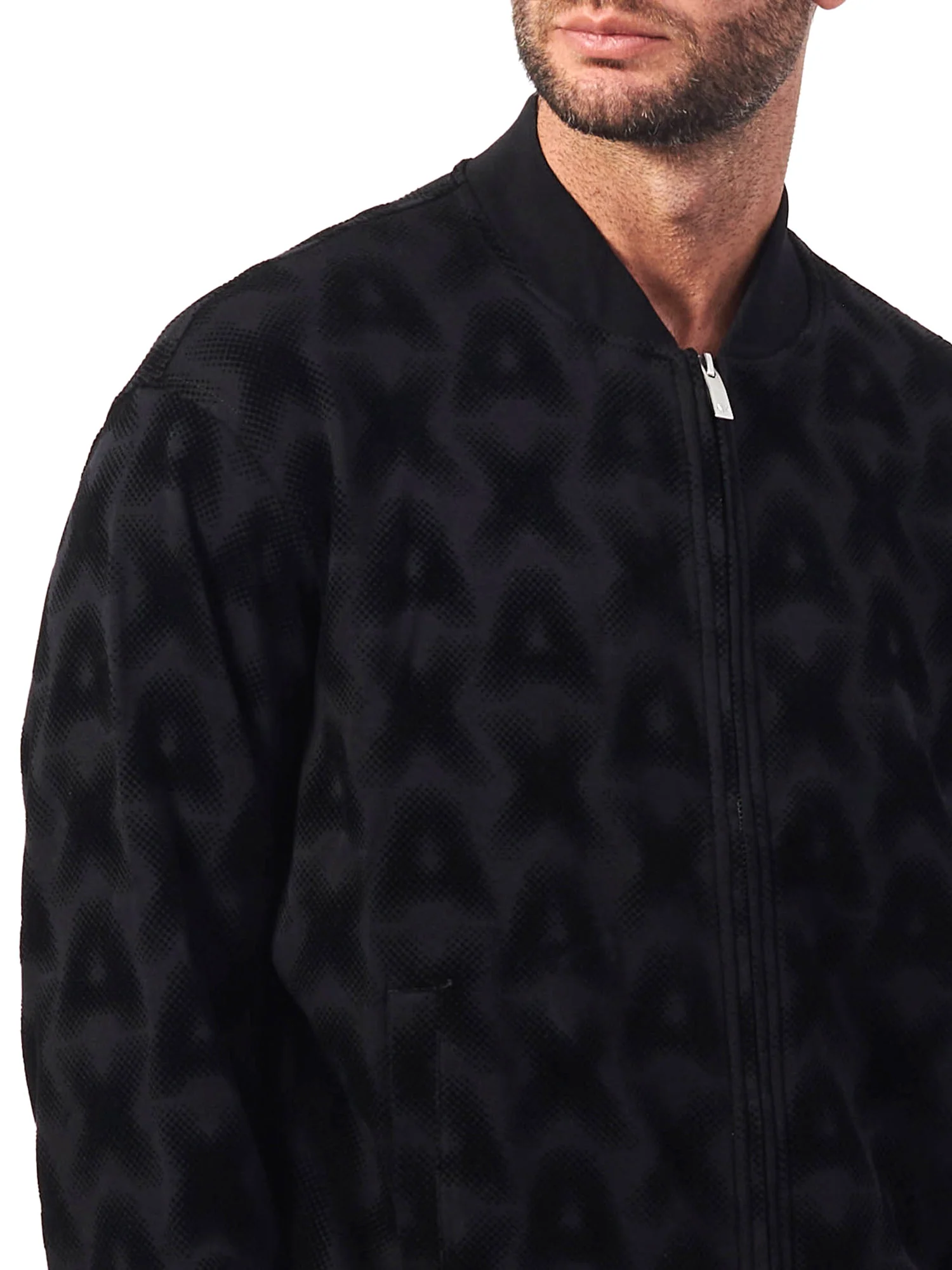 Cardigan con zip lavorato nero - Image 4