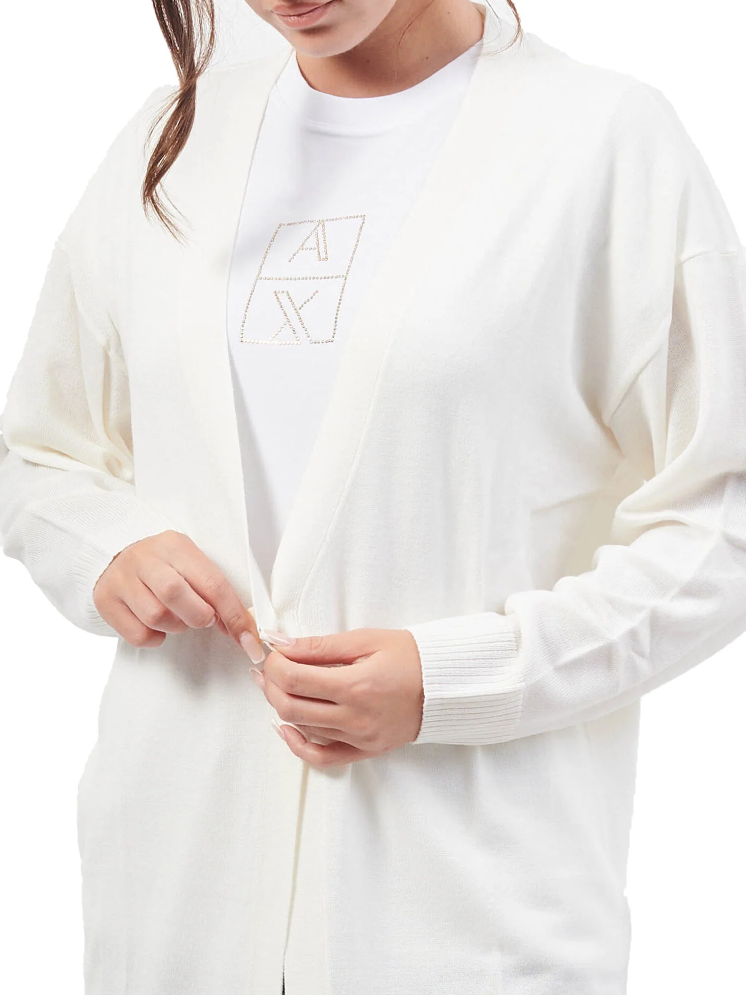 Cardigan un bottone bianco - Image 3