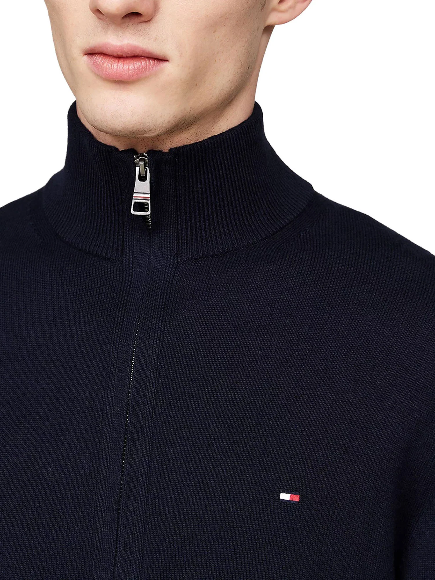 Cardigan Tommy Hilfiger zip pima cotton cashmere blu - Image 3