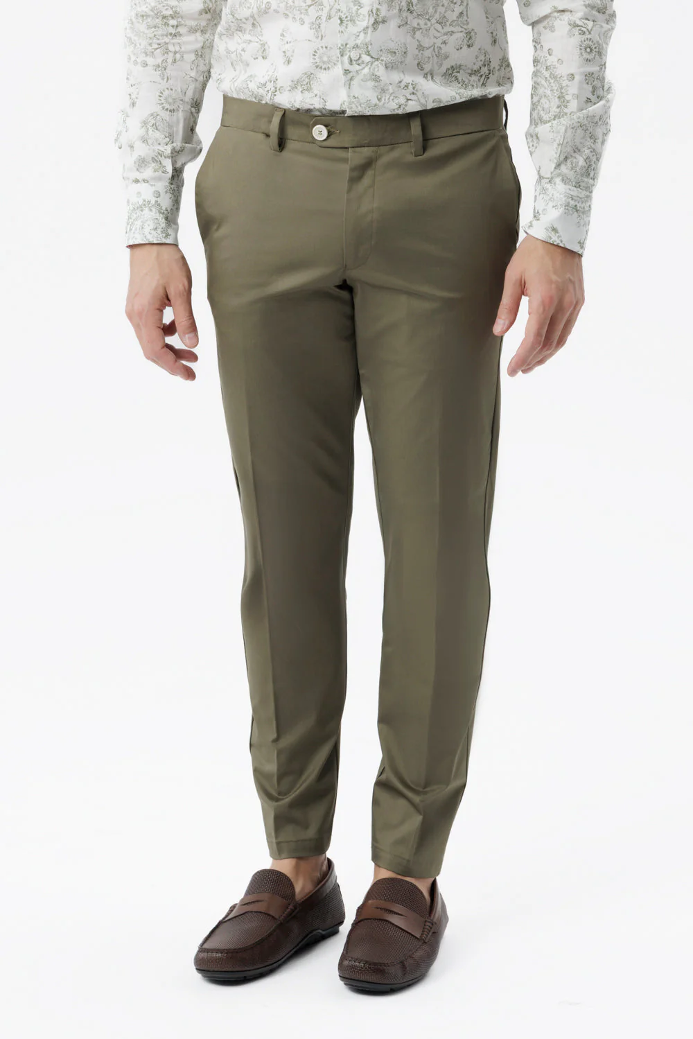 Pantalone chino Sorrento in cotone stretch verde militare