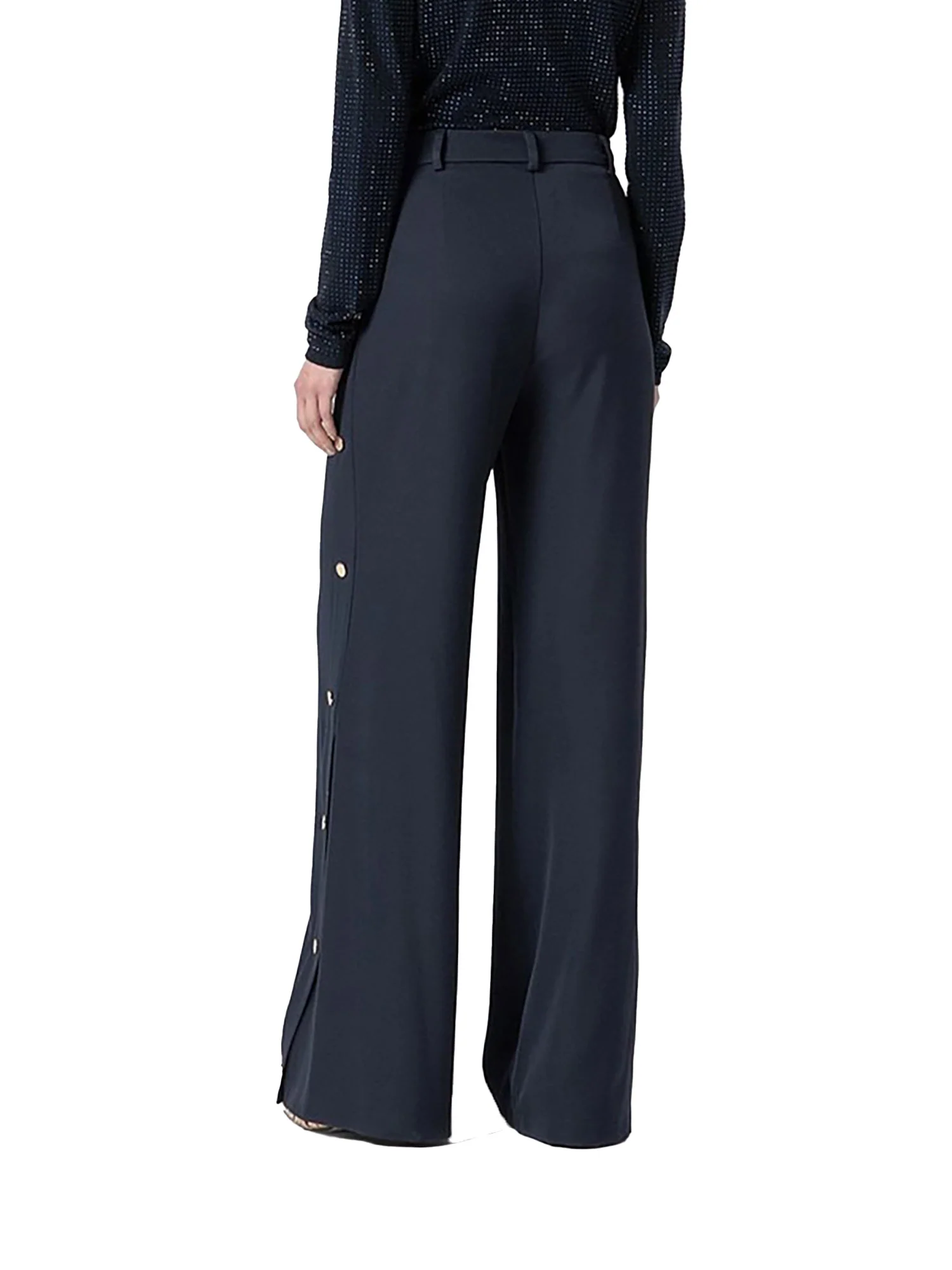 Pantalone chino Fracomina donna palazzo prf. bottoni blu - Image 2