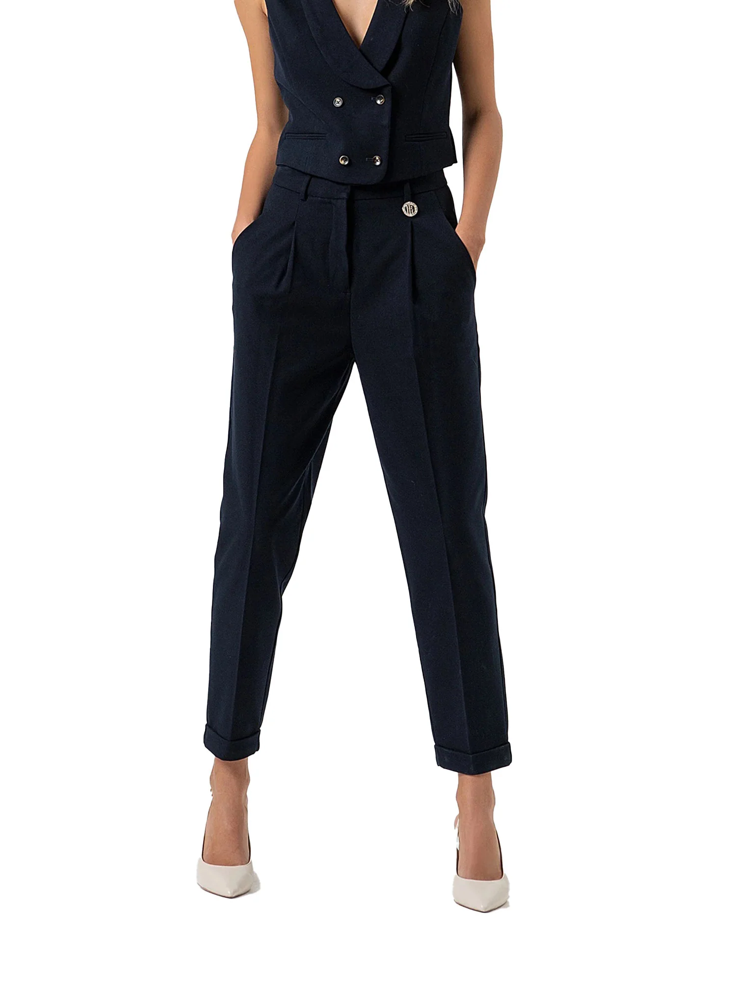 Pantalone Fracomina donna chino poly blu