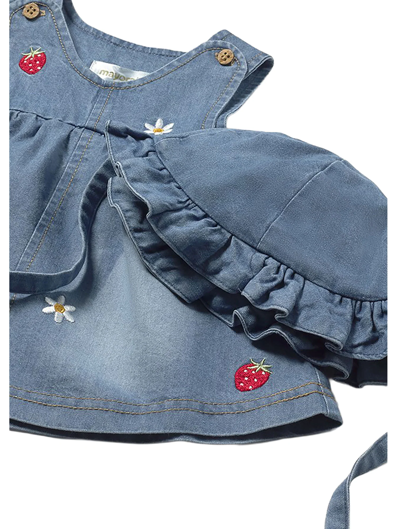 Completo Mayoral Neonata abito e cappello ricamo jeans - Image 3
