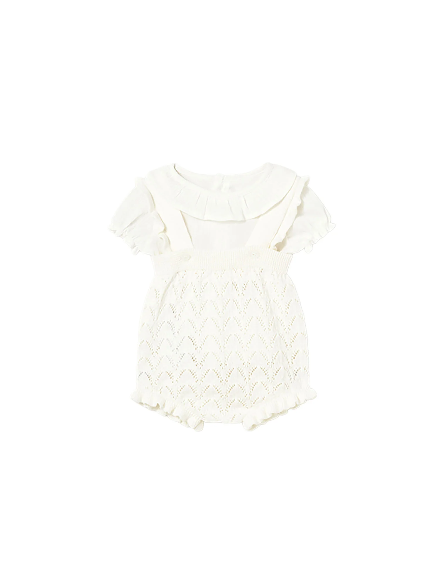 Completo Mayoral Neonata blusa e salopette tricot ceramica
