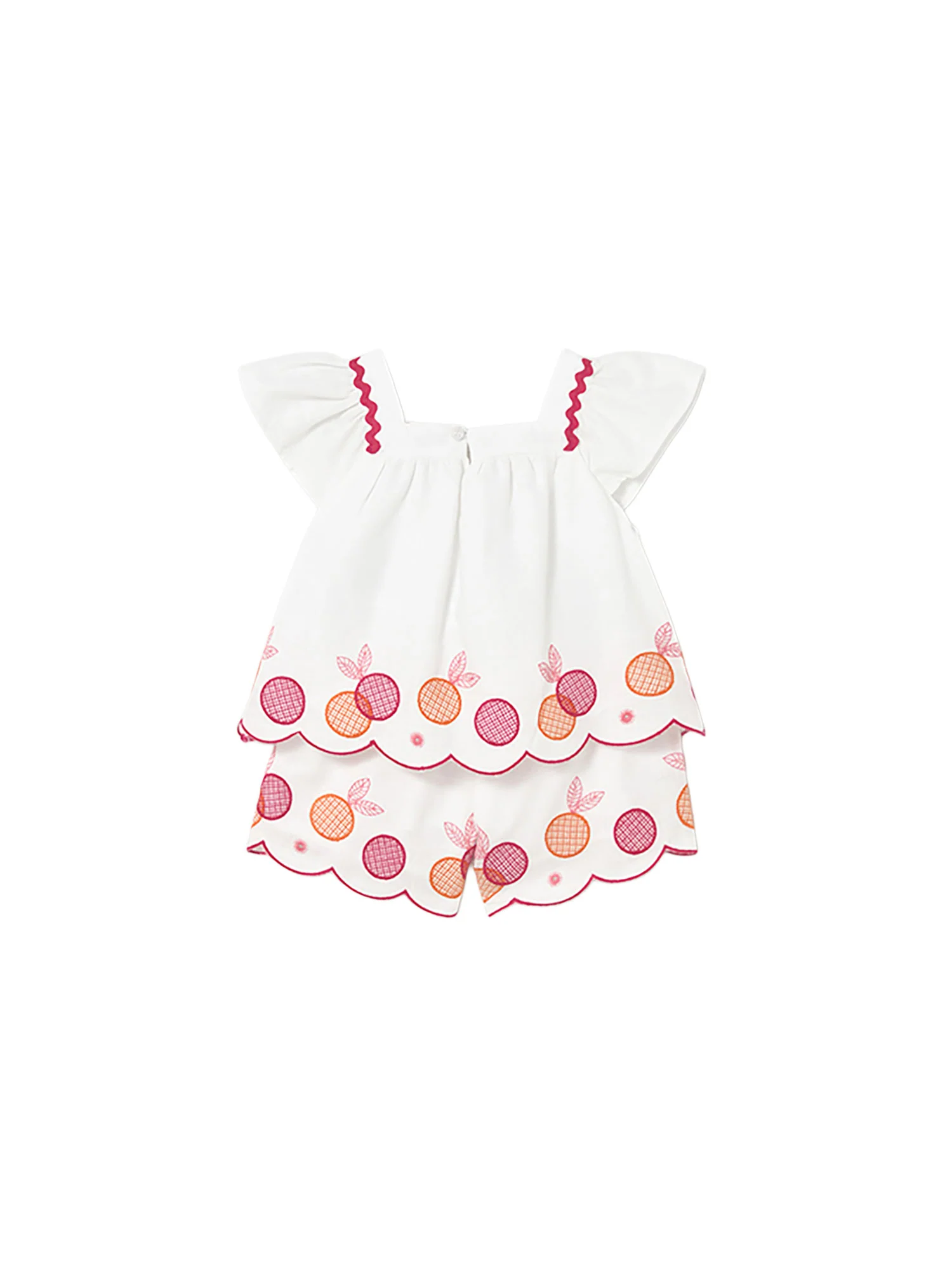 Completo Mayoral Bambina blusa e shorts con ricamo bianco - Image 2