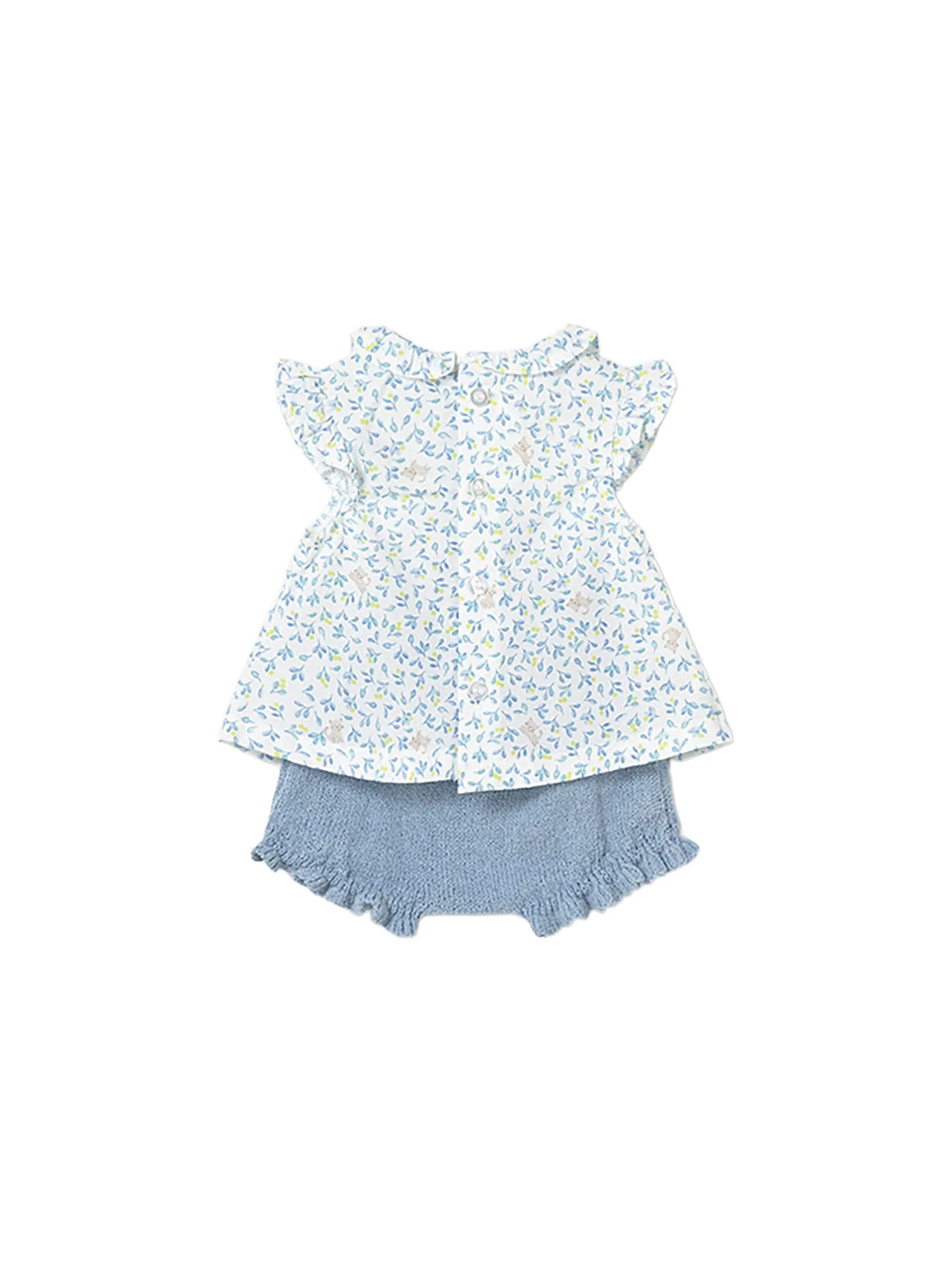 Completo Mayoral Neonata blusa e shorts tricot lagoon - Image 2