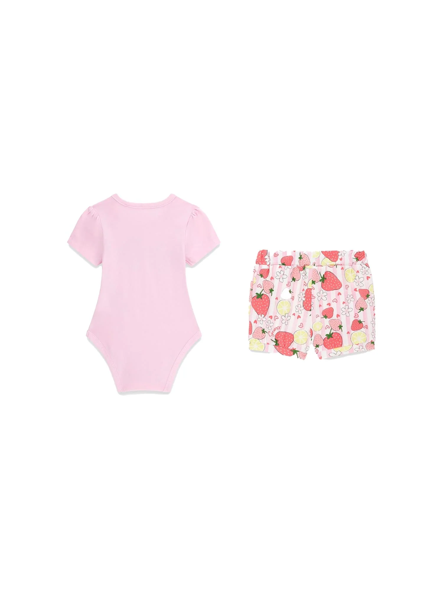 Completo Guess Neonata body e shorts in jersey strech strawberry lime - Image 2