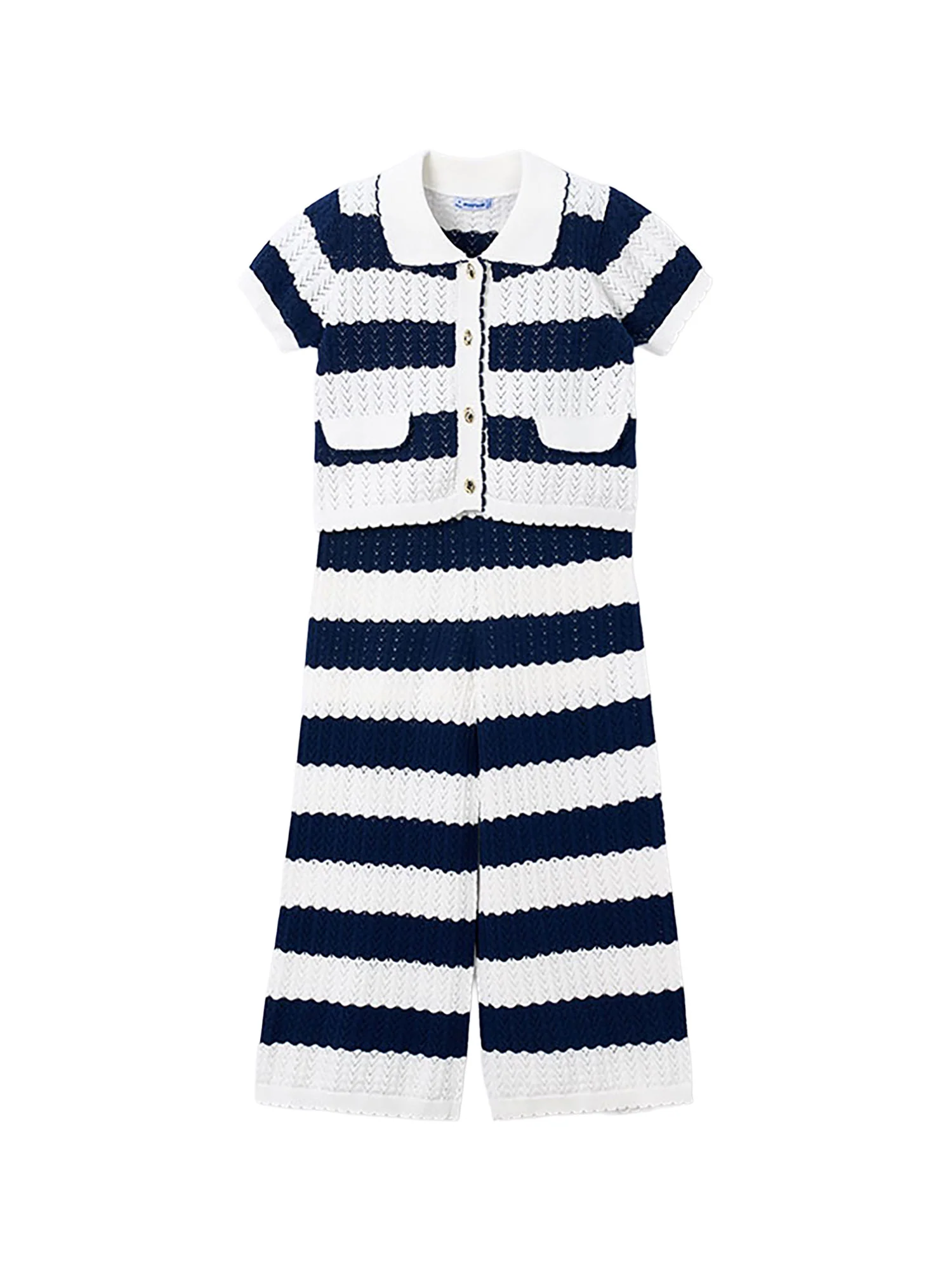 Completo Mayoral Bambina camicia e pantalone tricot porcellana