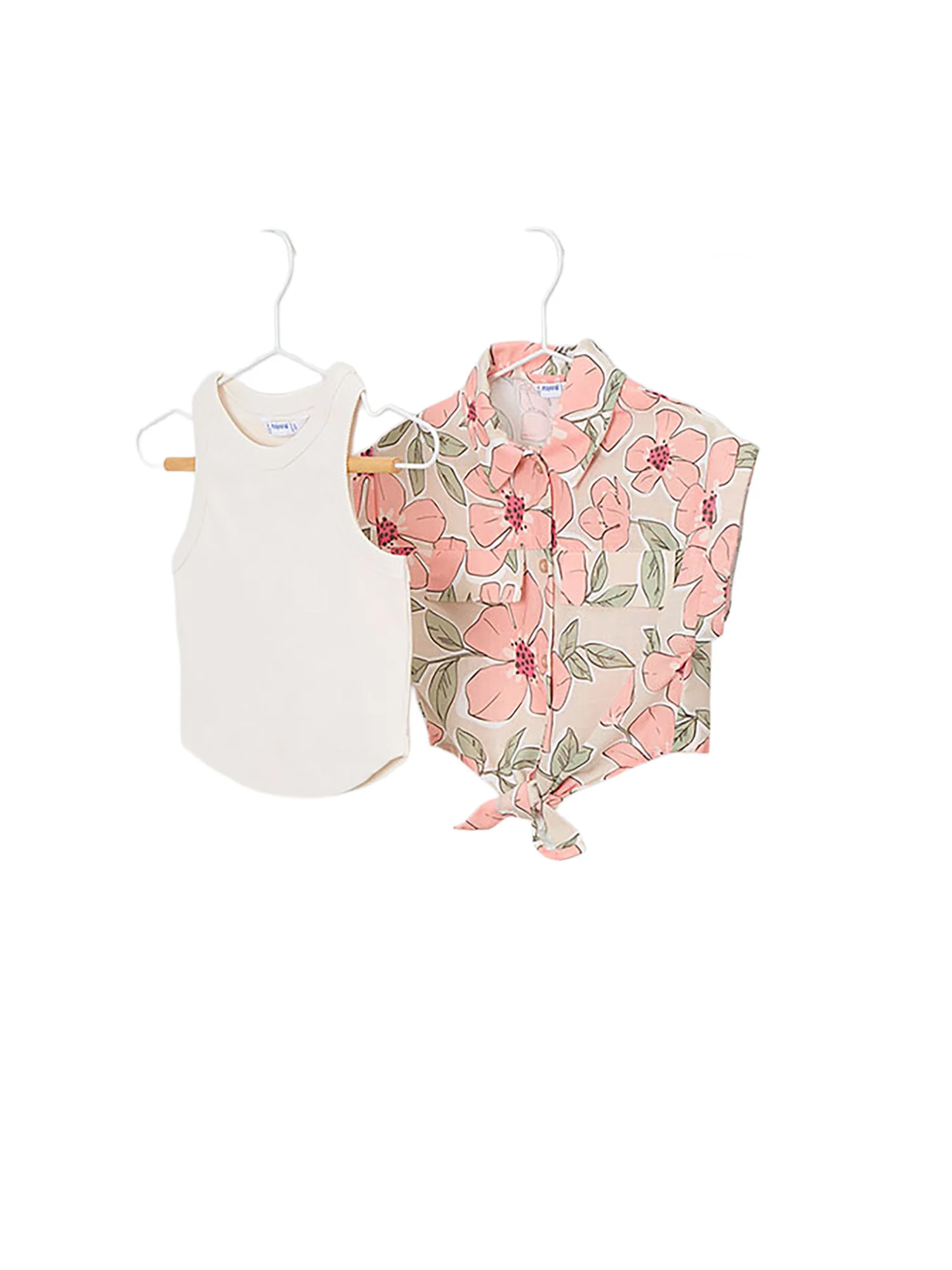 Completo Mayoral Bambina camicia e top stampa mandarino
