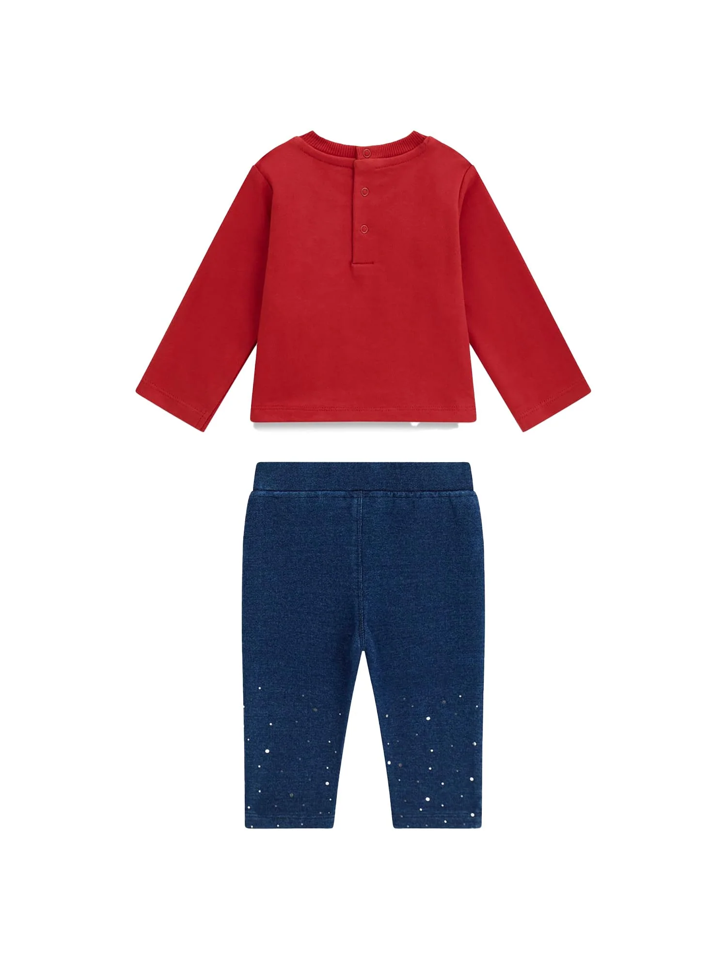 Completo Guess Neonata felpa e jeans paillettes rosso - Image 2