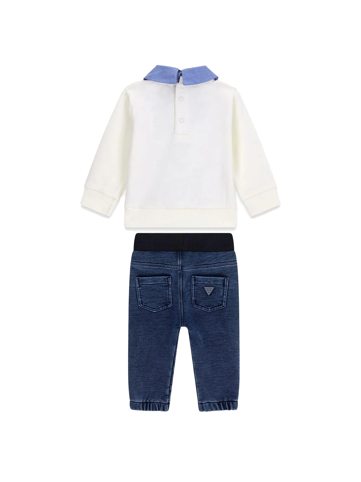 Completo Guess Neonato felpa e jeans ricamo bear bianco - Image 2