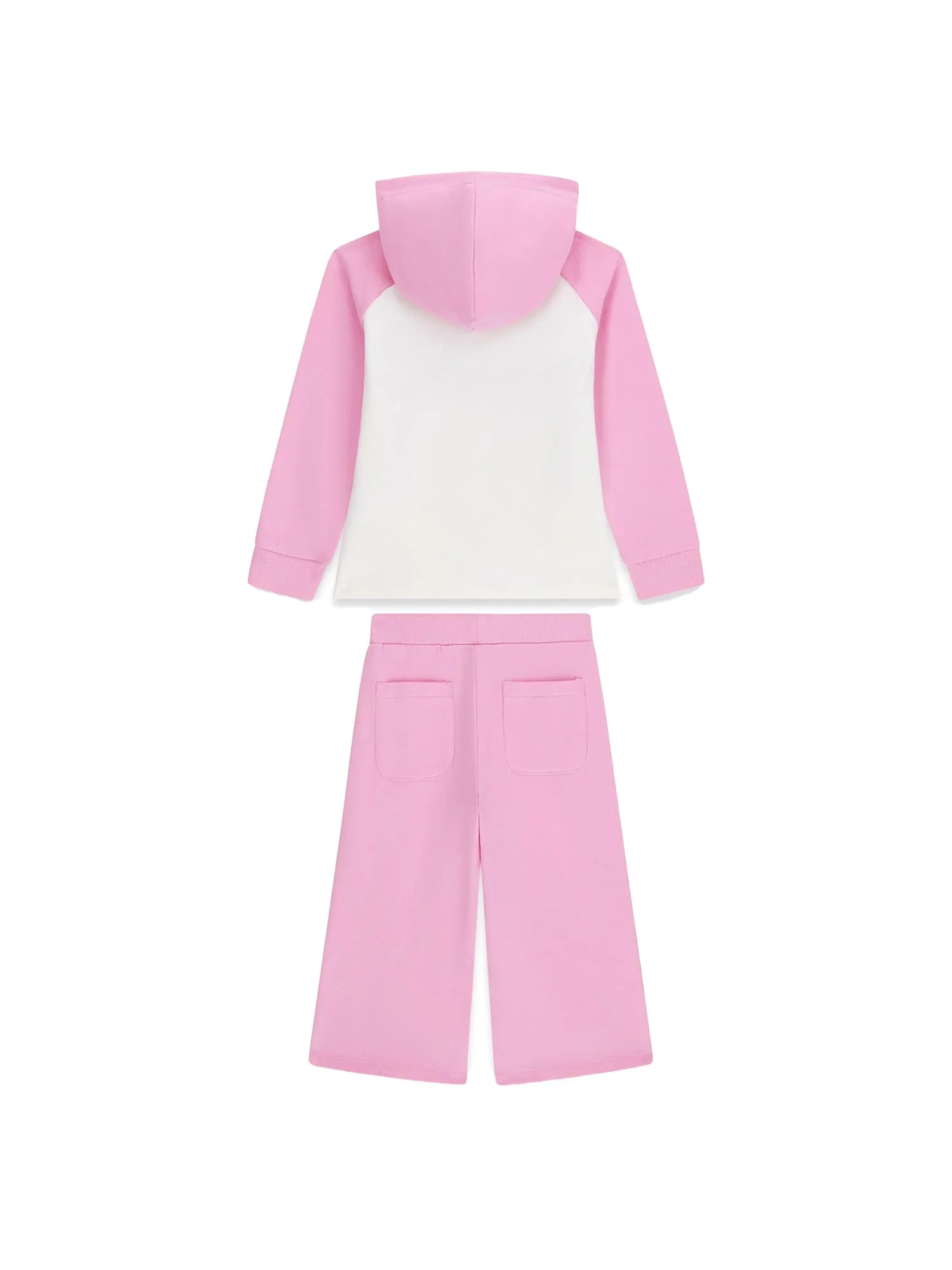 Completo Guess Bambina felpa e pantalone paillettes logo rosa/bianco - Image 2