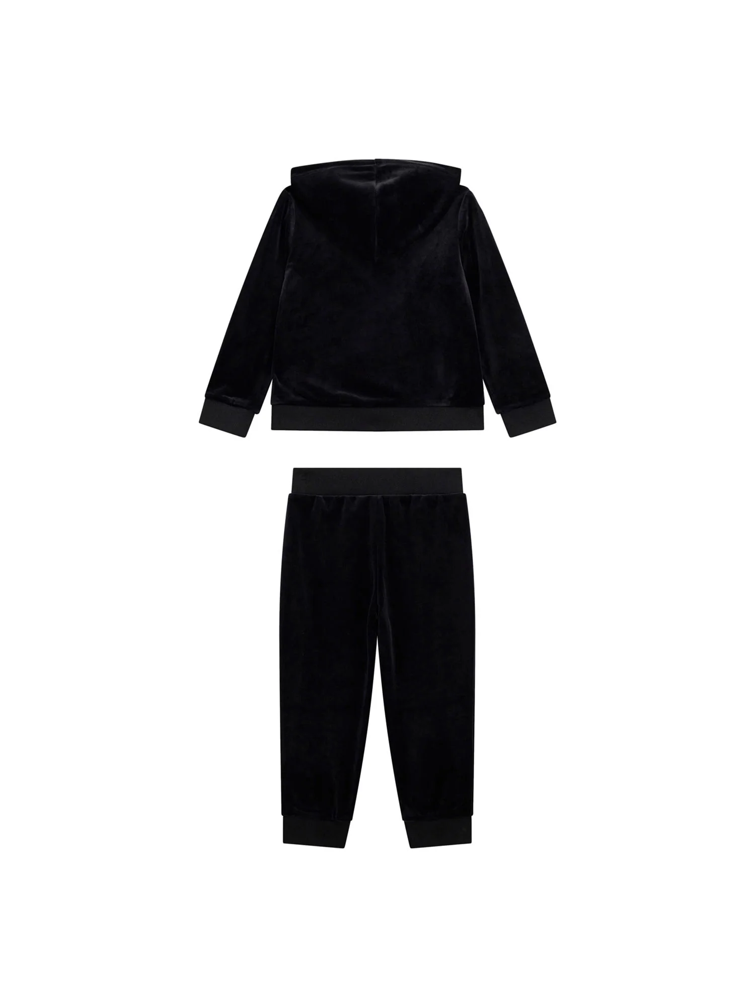 Completo 2 pz Guess bambina felpa con zip e cappuccio e jogger velluto con ricami nero - Image 2