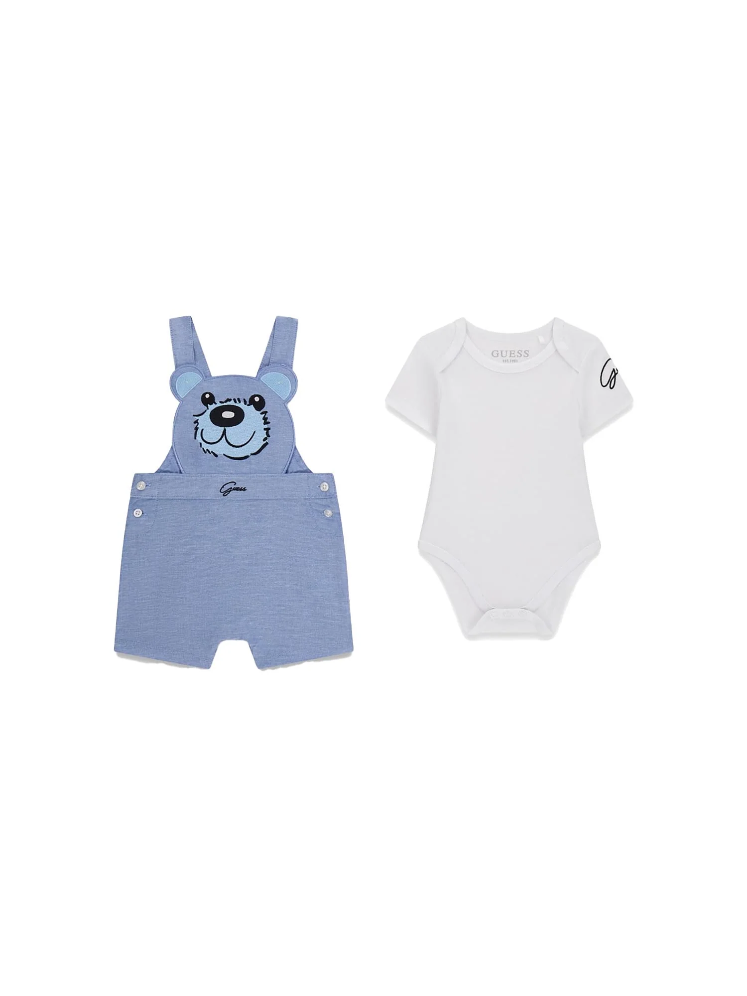 Completo Guess Neonato body e salopette bear bianco - Image 2