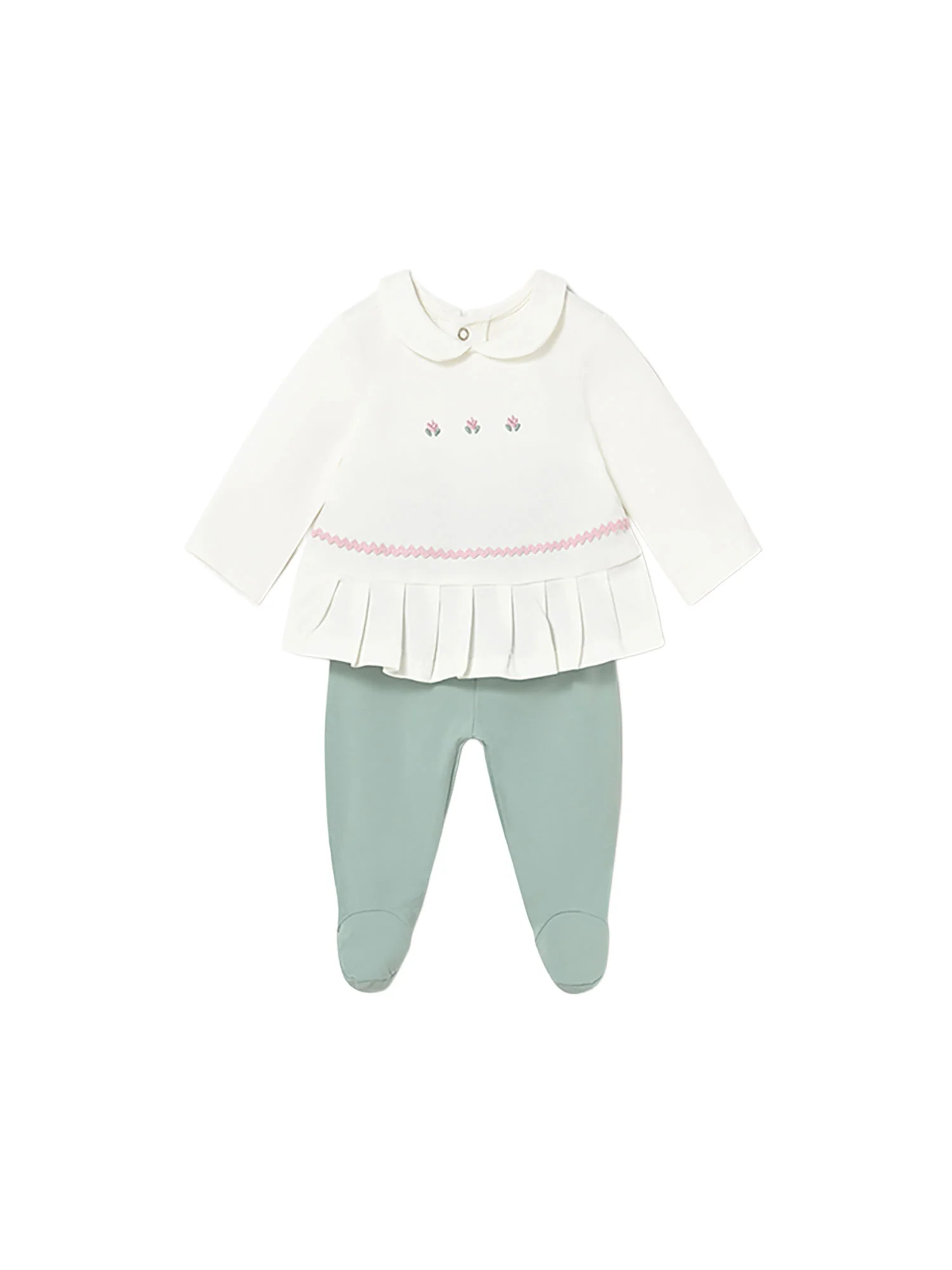 Completo Mayoral Bambina t-shirt e ghettina flowers acqua